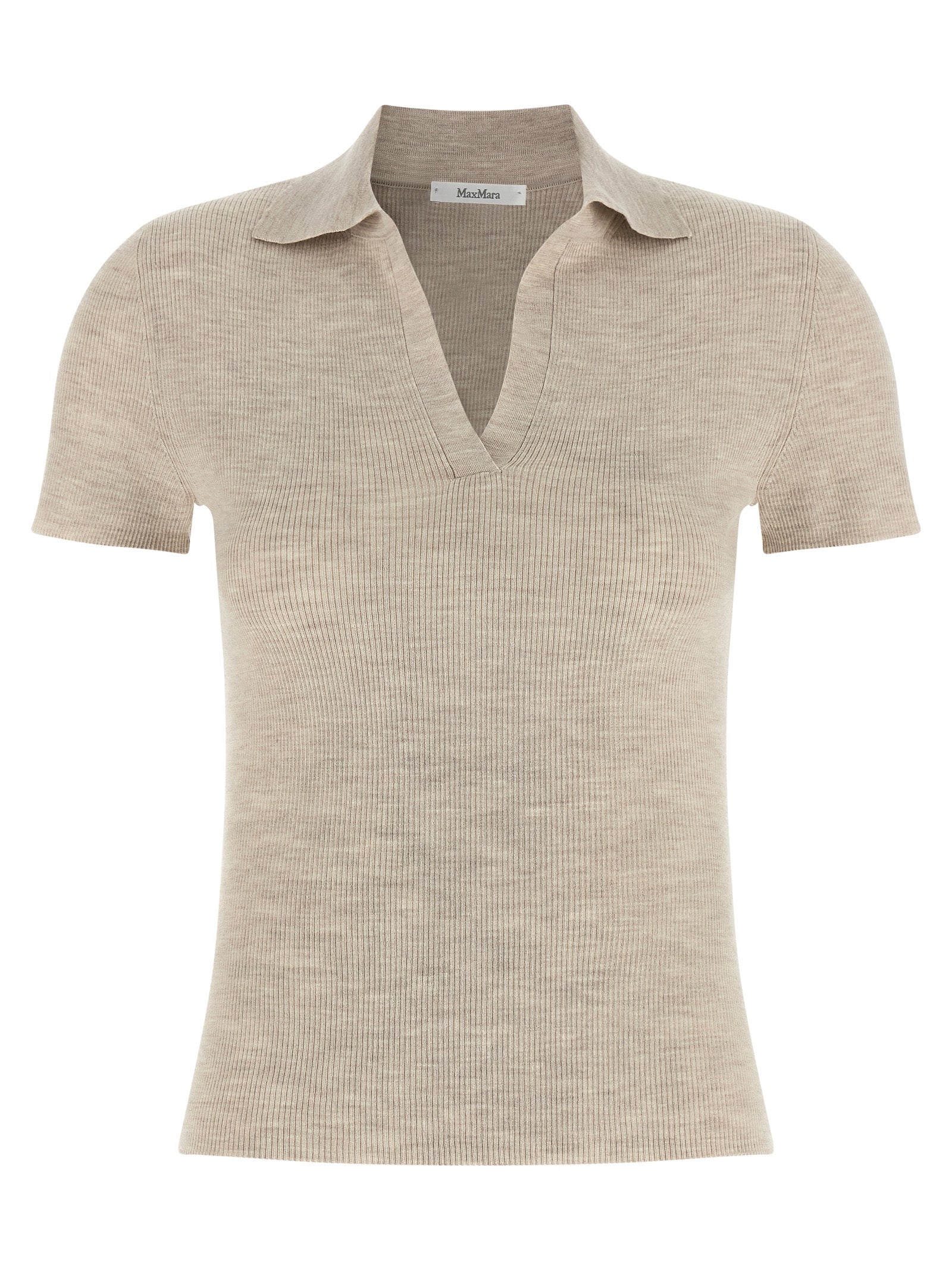 Max Mara Beige Virgin Wool Polo Shirt