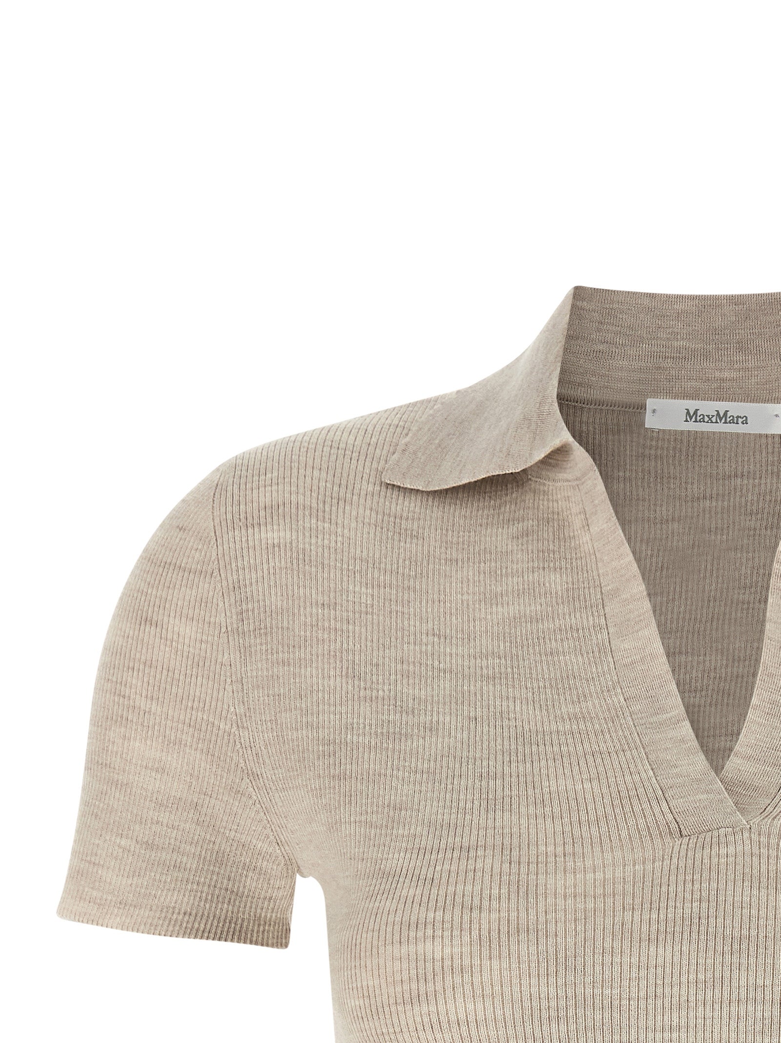 Max Mara Beige Virgin Wool Polo Shirt