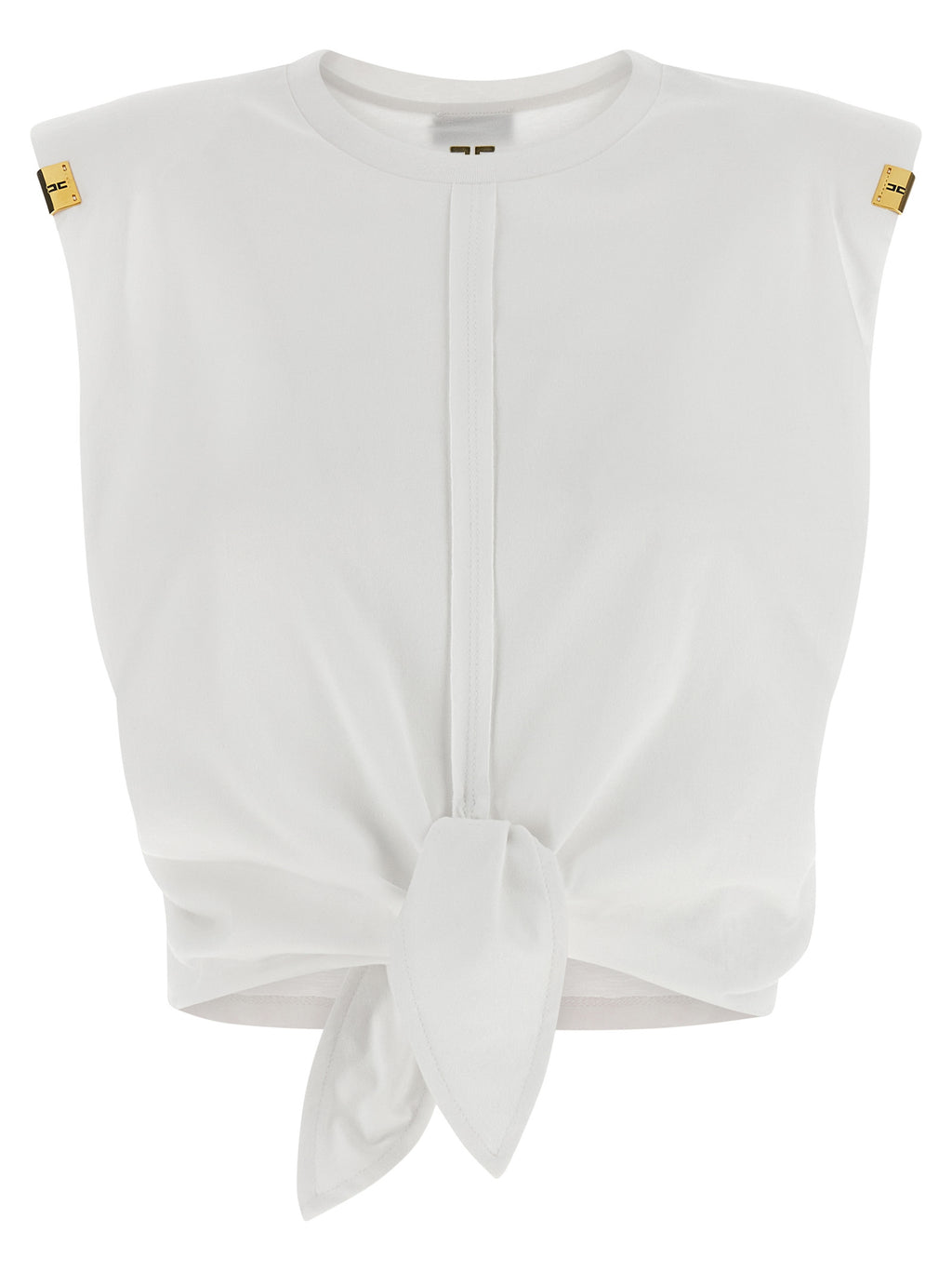 Elisabetta Franchi White Cotton Sleeveles T-Shirt