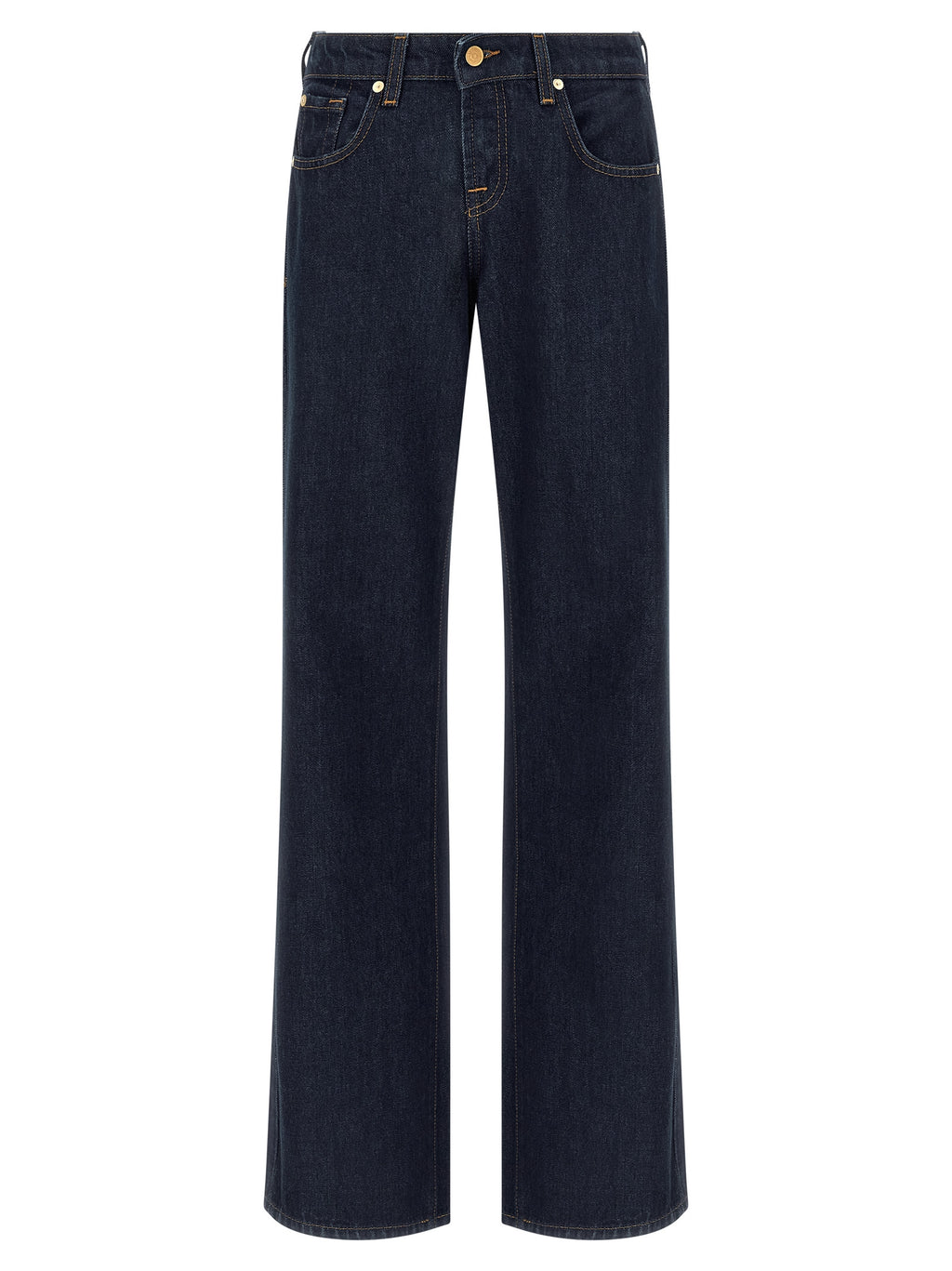 7 For All Mankind Blue Cotton Straight-Leg Jeans