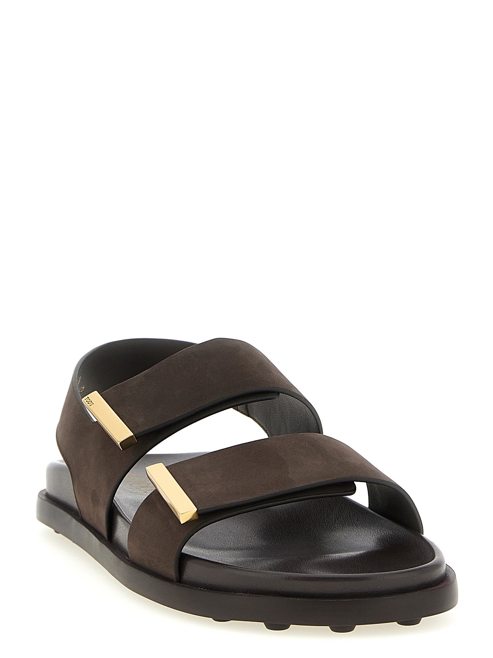 Tod's Brown Calfskin Flat Sandals