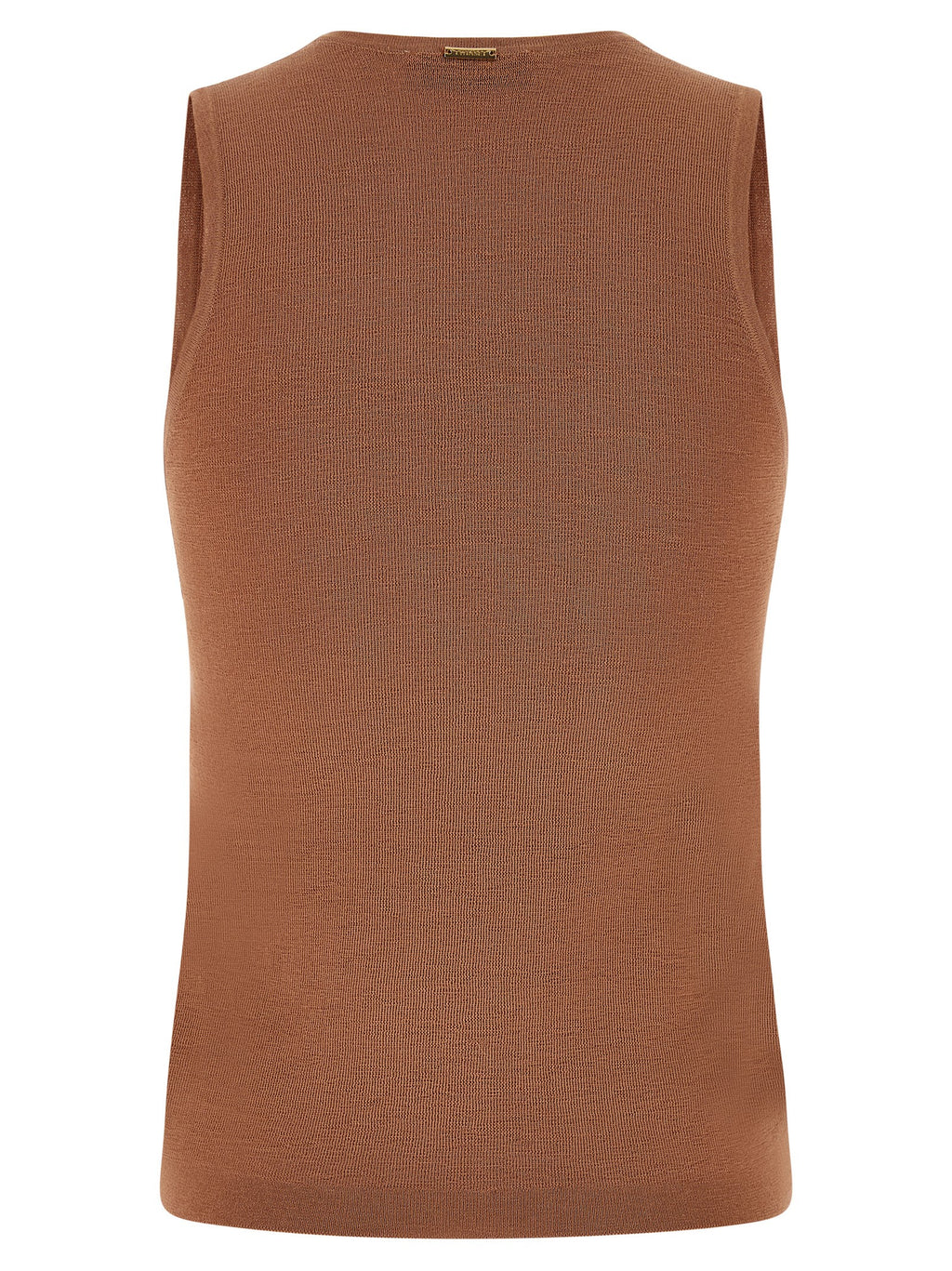 Twinset Brown Cotton Sleeveles T-Shirt