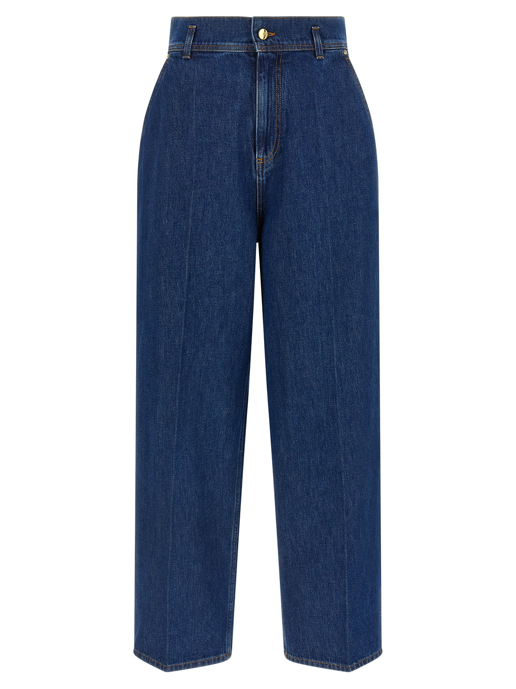 Alberta Ferretti Blue Cotton High-Waisted Jean