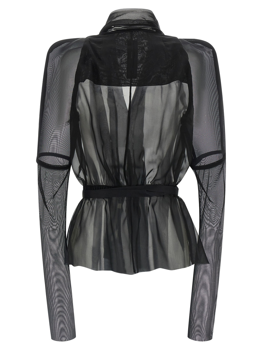 Rick Owens Black Silk Full-Length Jacket