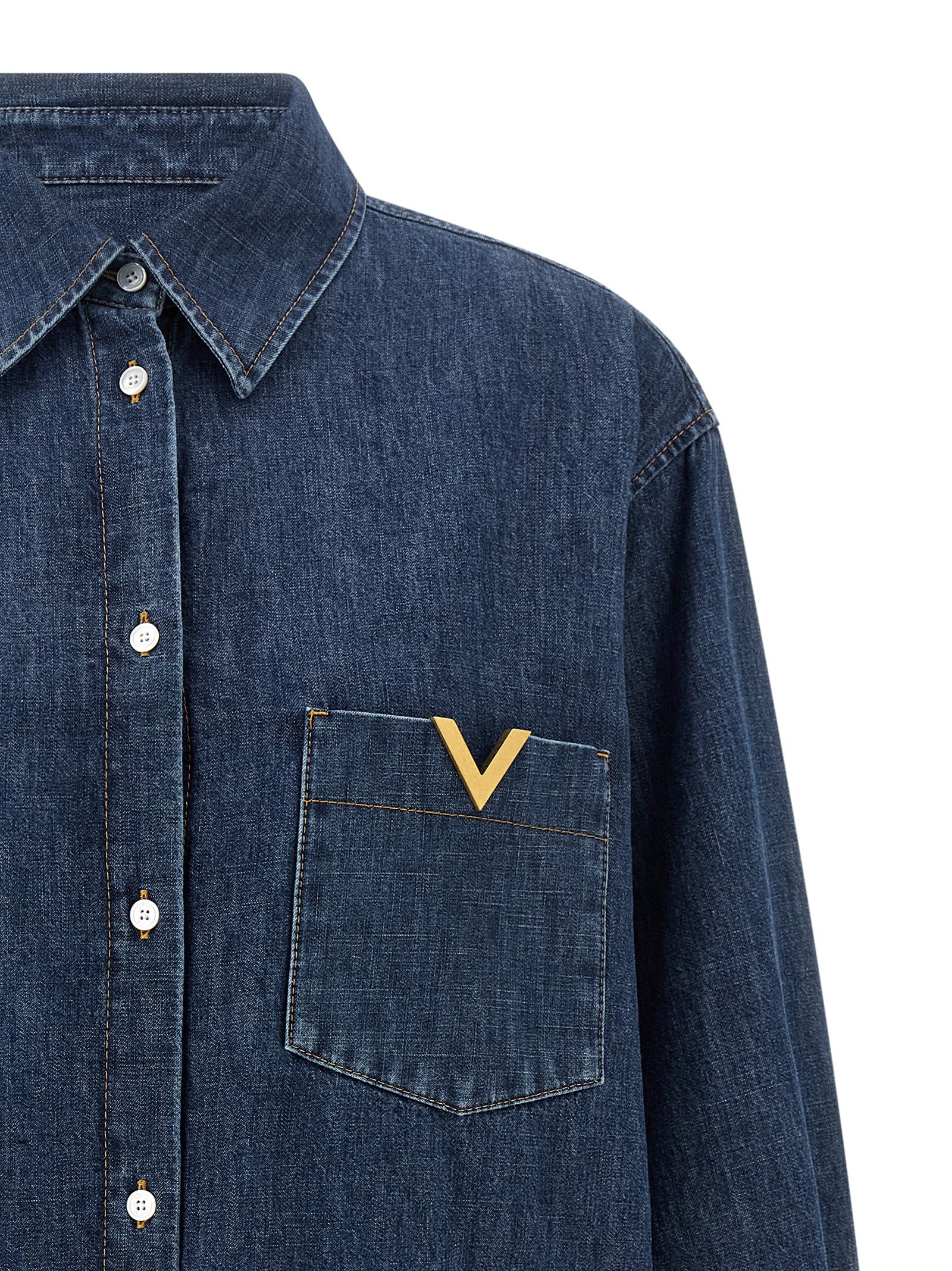 Valentino Garavani Blue Cotton Blouse