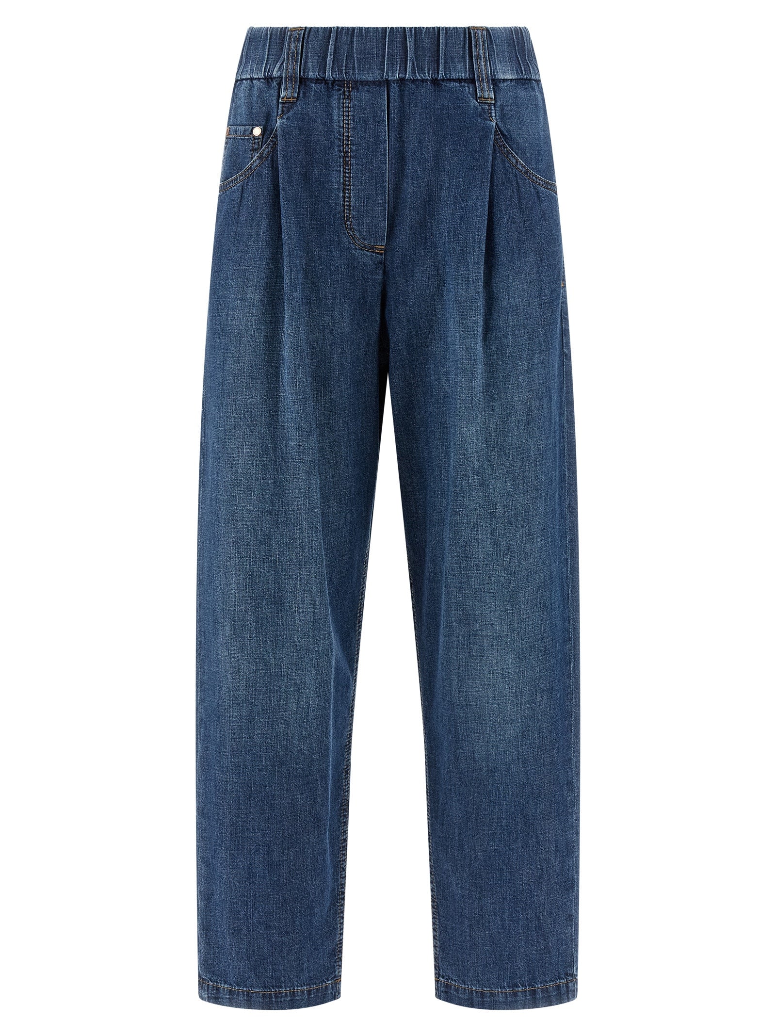 Brunello Cucinelli Blue Cotton Relaxed Fit Jeans