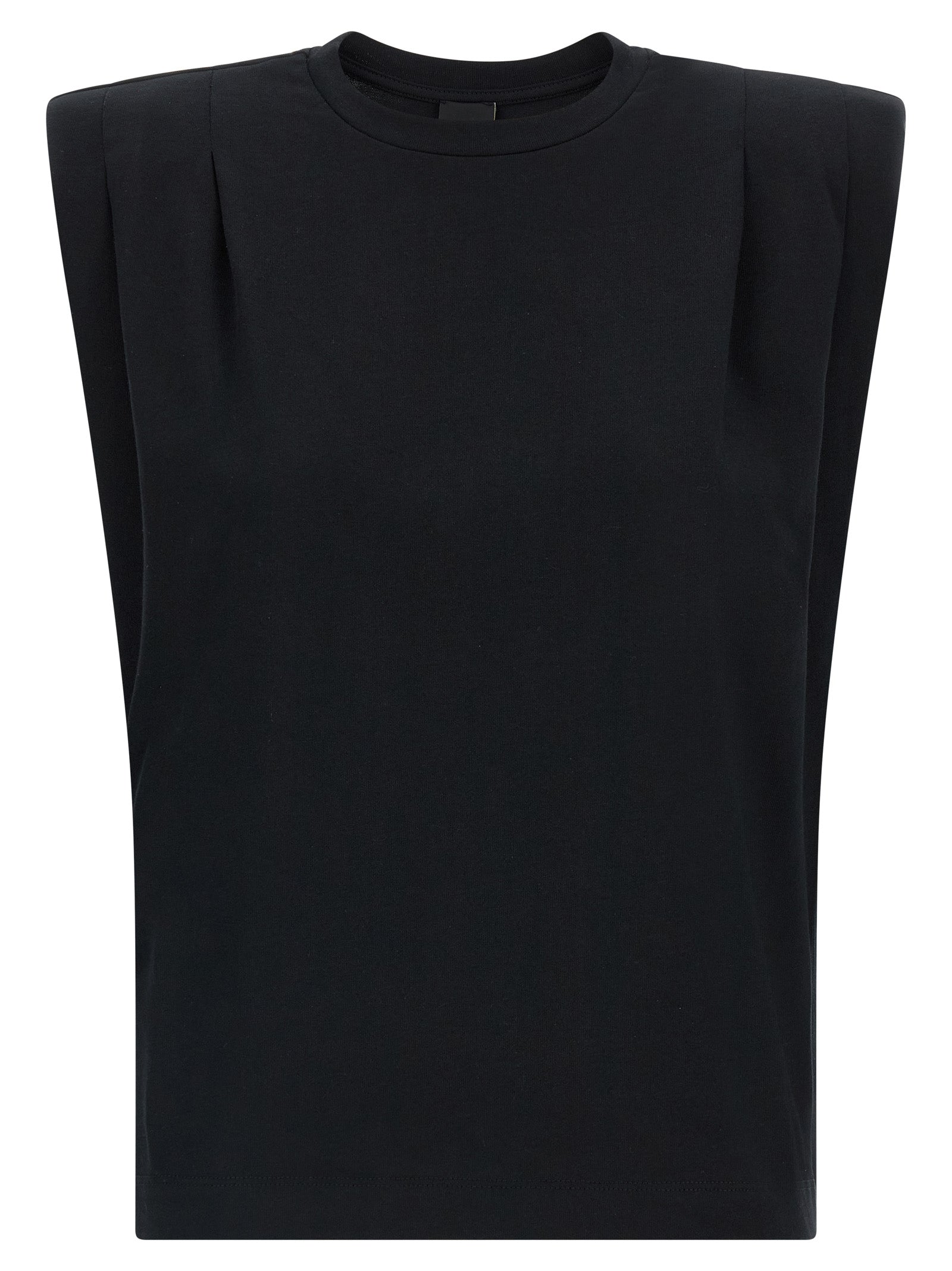 PINKO Black Cotton Sleeveles T-Shirt