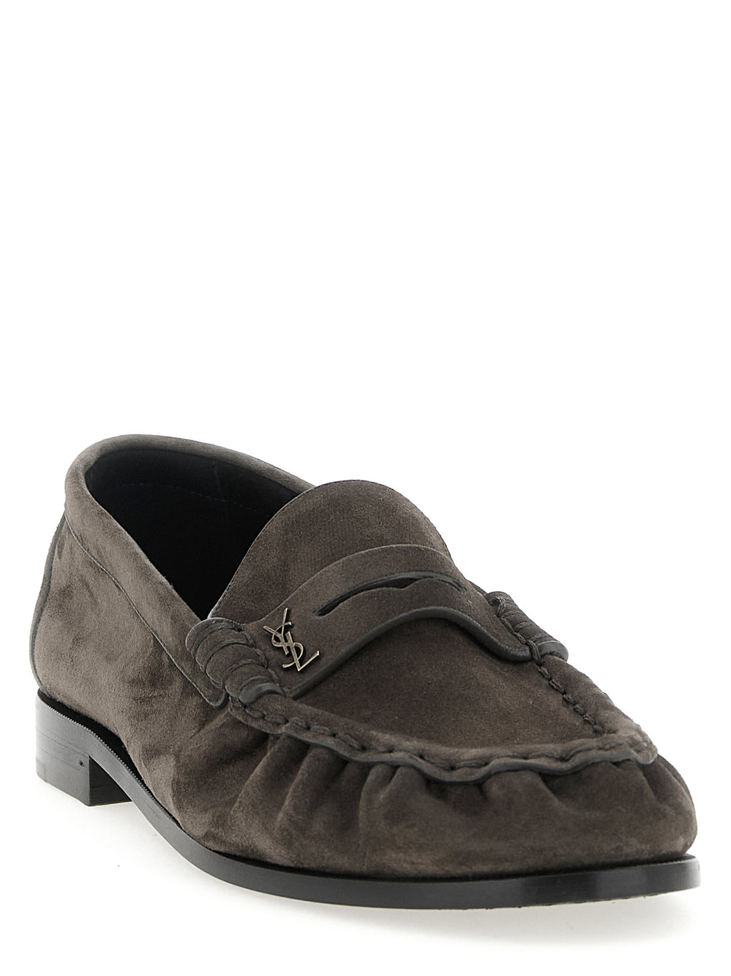 Saint Laurent Brown Calfskin Slip-On Loafers