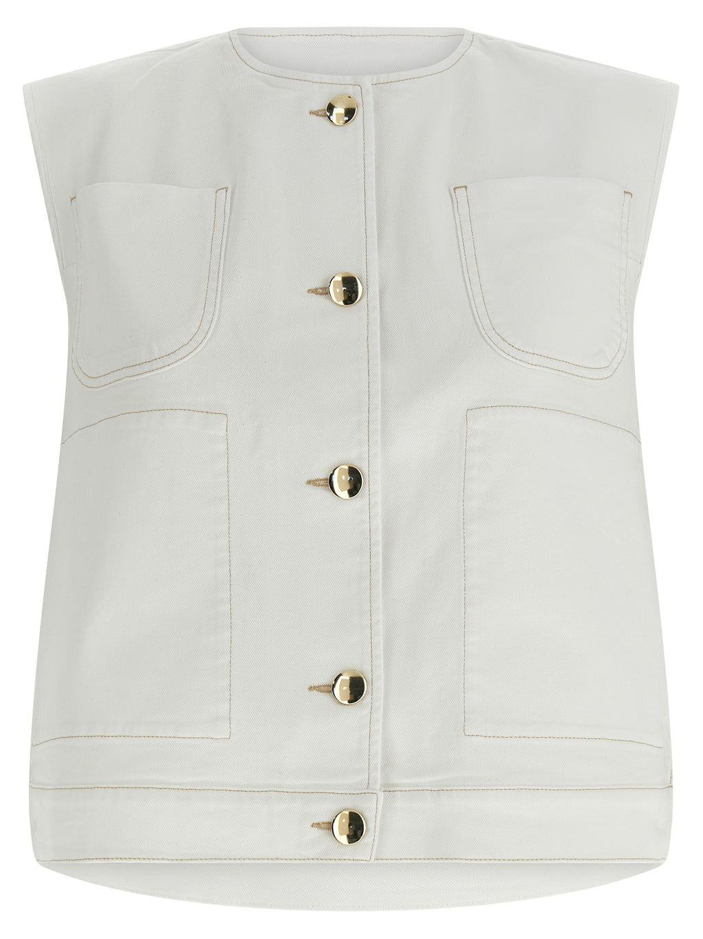 Fabiana Filippi White Cotton Sleeveless Jacket