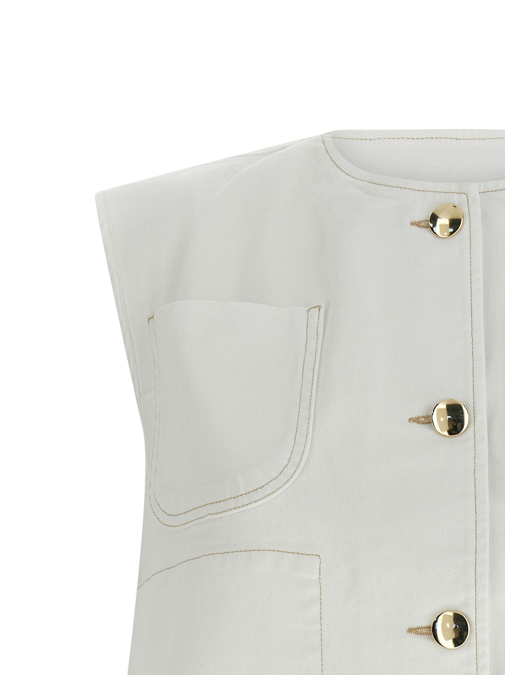 Fabiana Filippi White Cotton Sleeveless Jacket