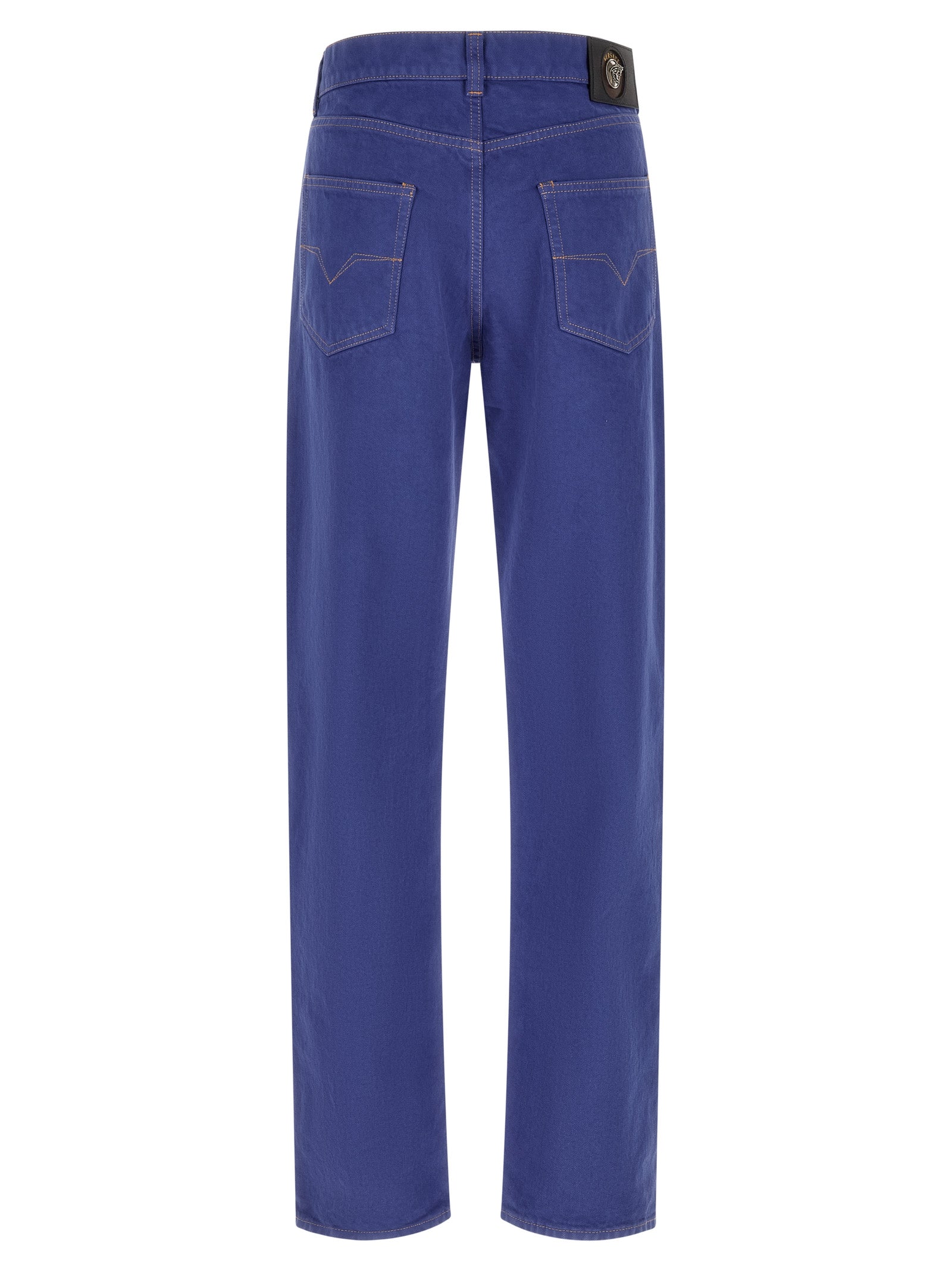 Versace Blue Cotton Straight-Leg Jeans
