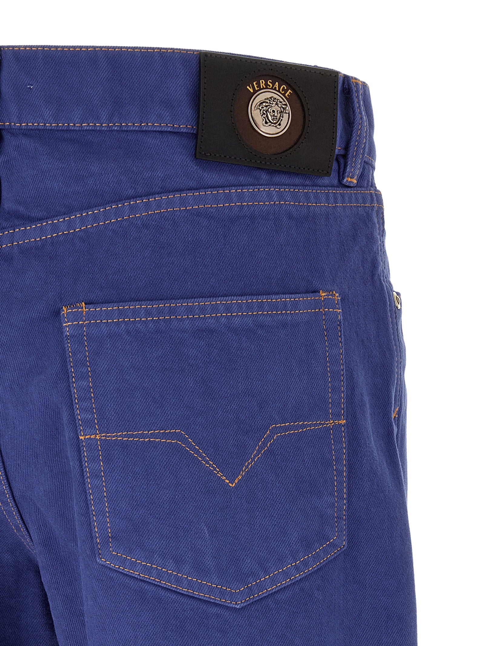 Versace Blue Cotton Straight-Leg Jeans