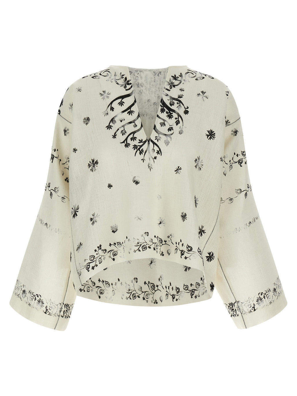 Alberta Ferretti Bicolor Linen Blouse