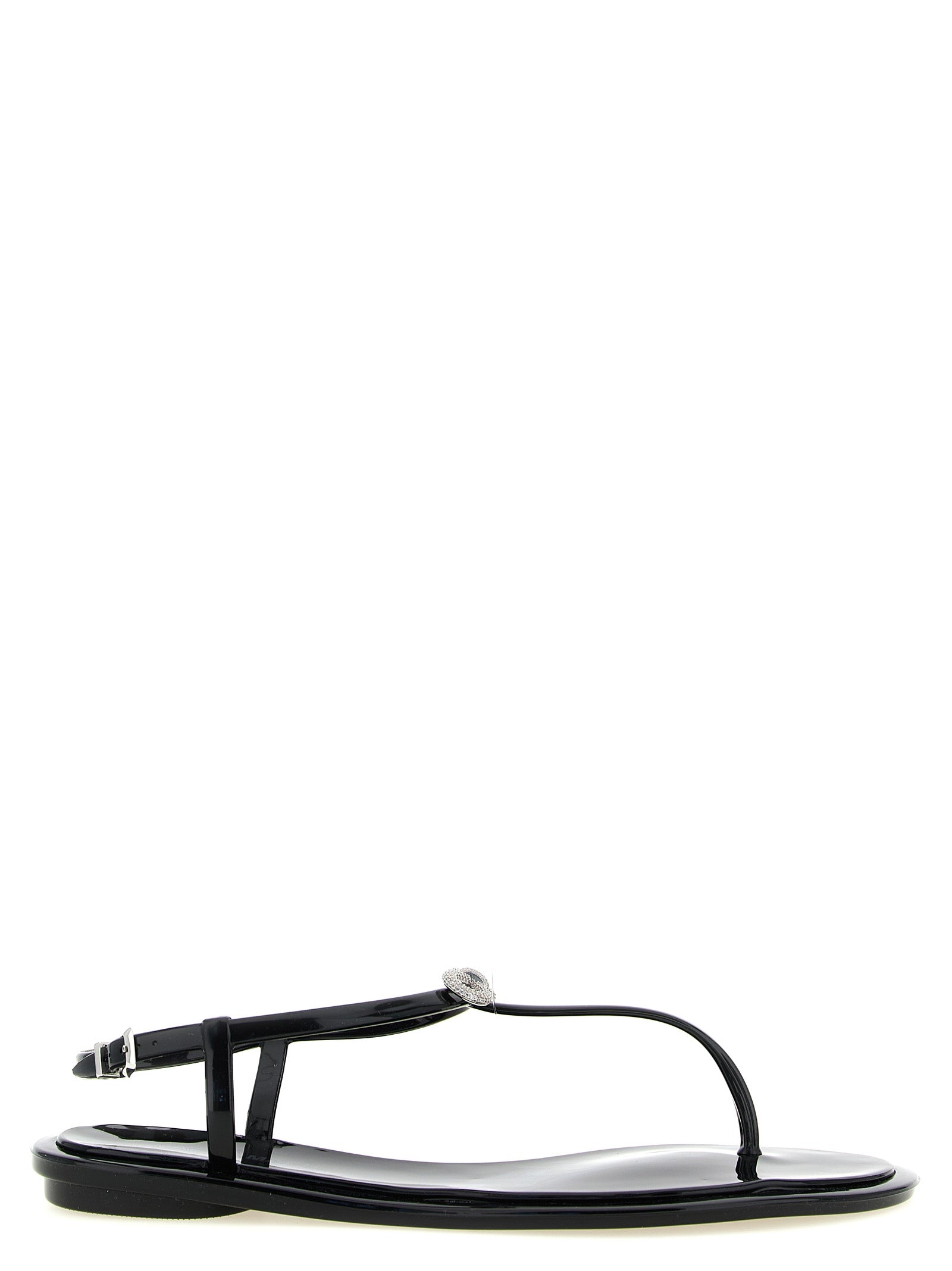 MACH & MACH Black Pvc Flat Sandals