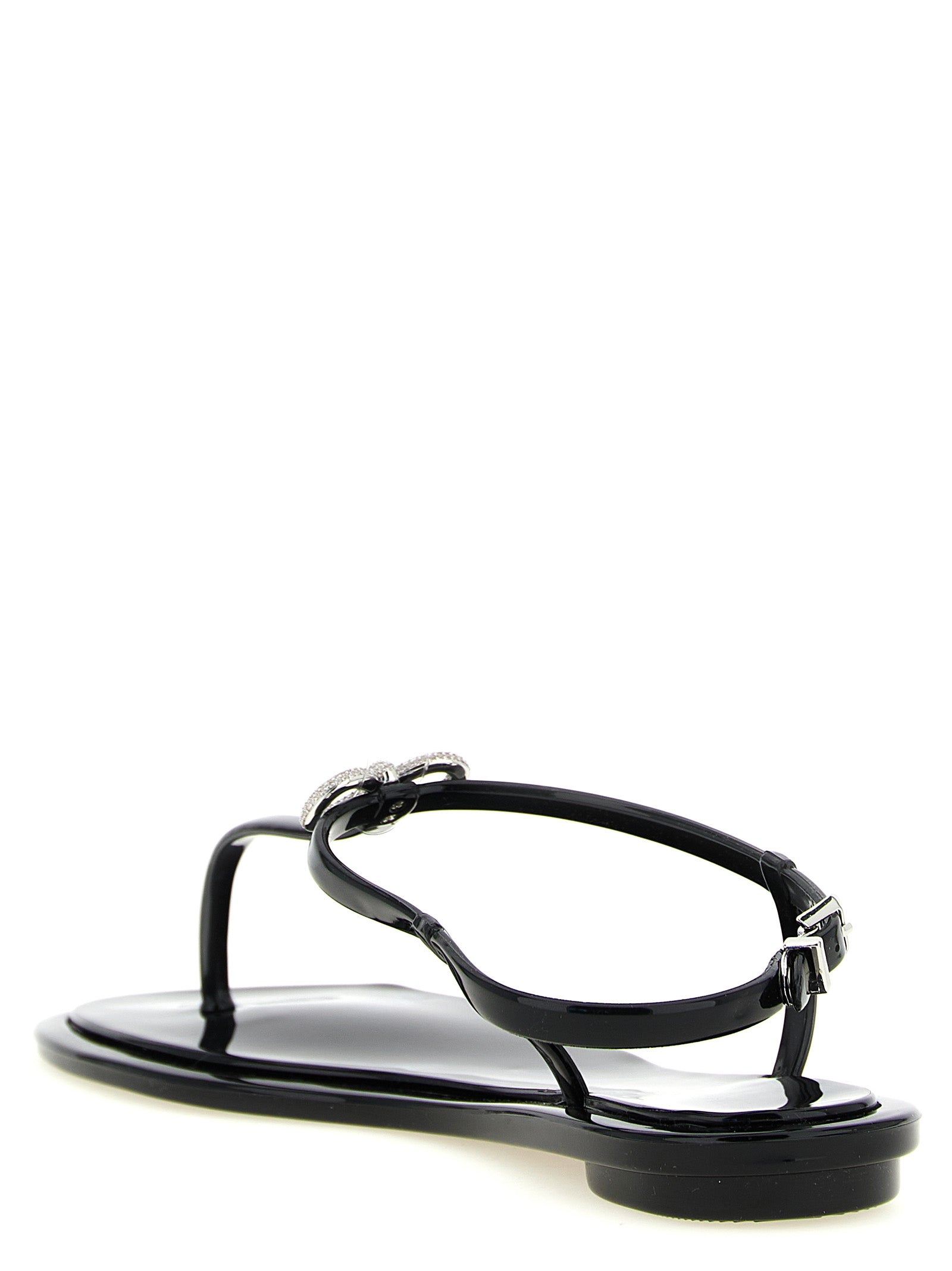 MACH & MACH Black Pvc Flat Sandals