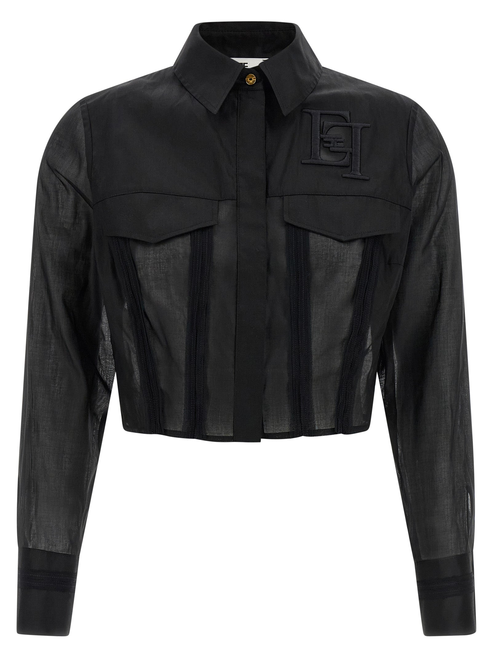 Elisabetta Franchi Black Cotton Blouse