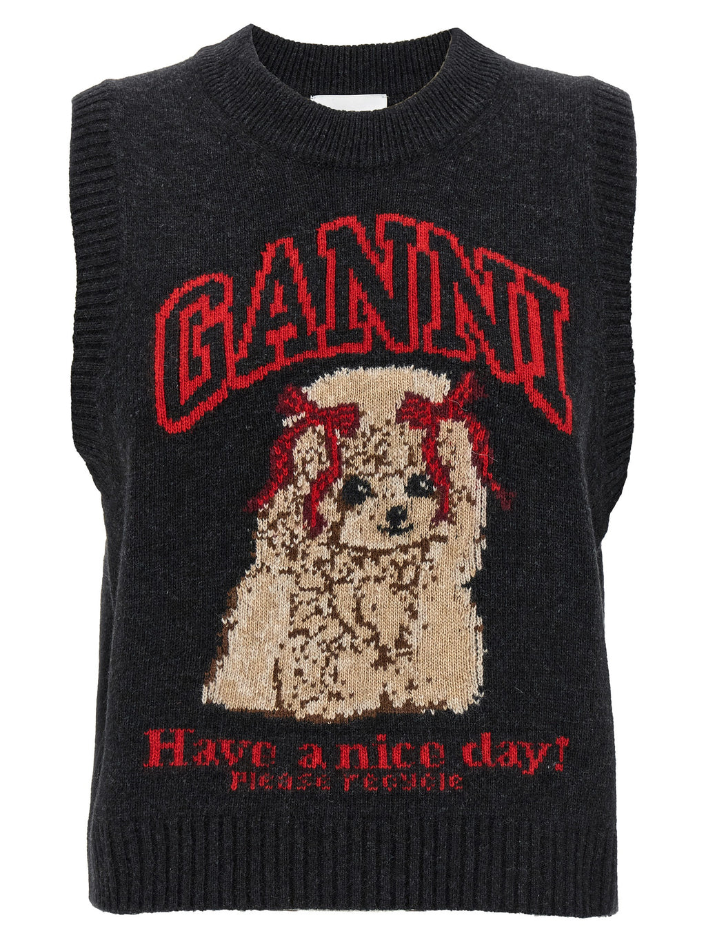 Ganni Black Wool Sleeveless Jacket
