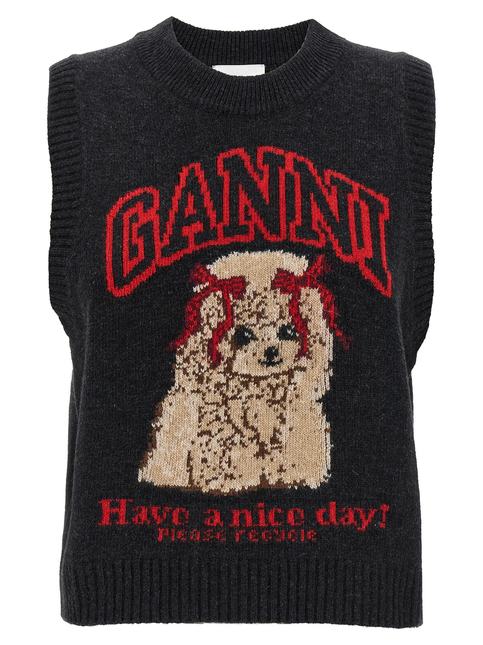 Ganni Black Wool Sleeveless Jacket