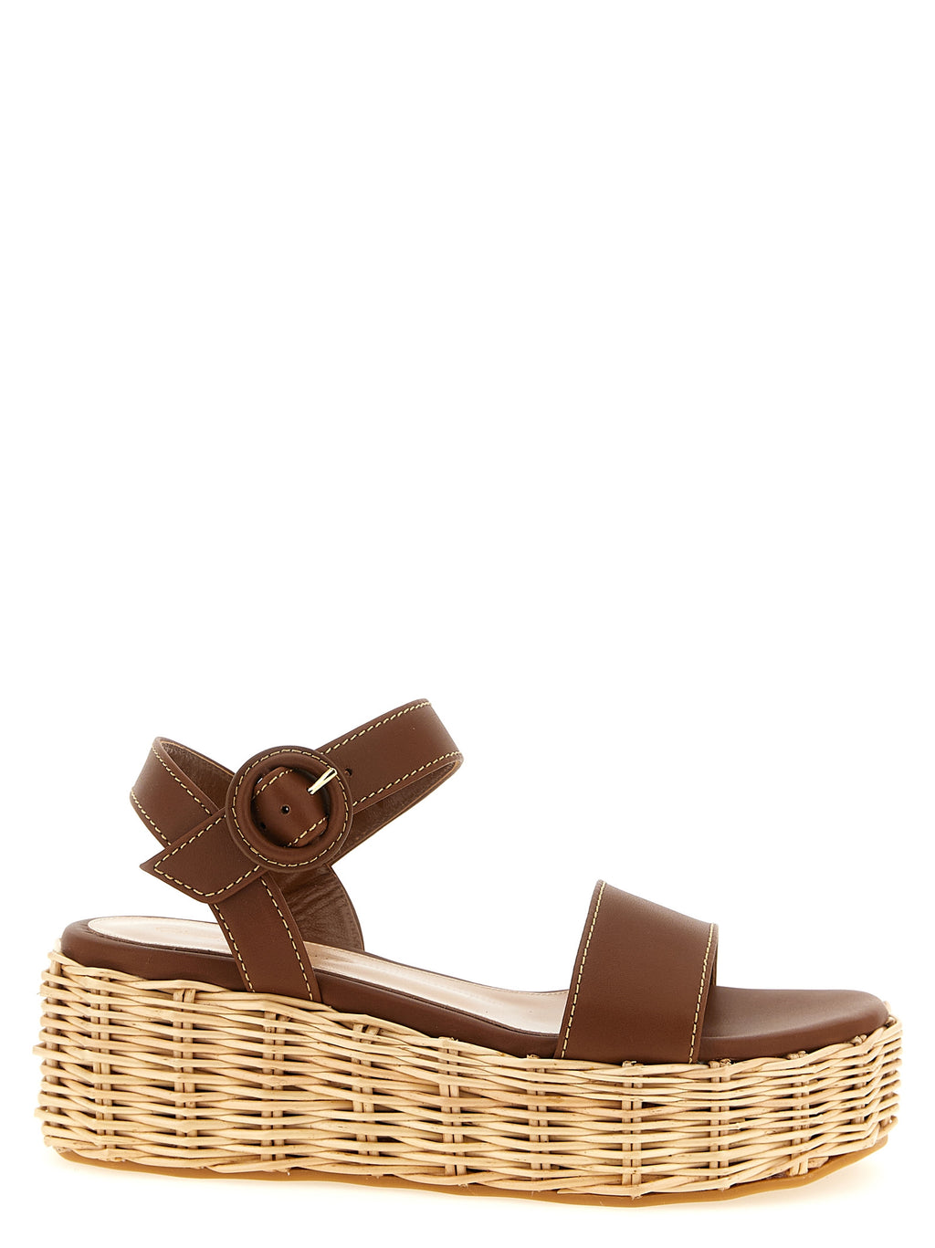 Gianvito Rossi Brown Calfskin Wedge Sandals