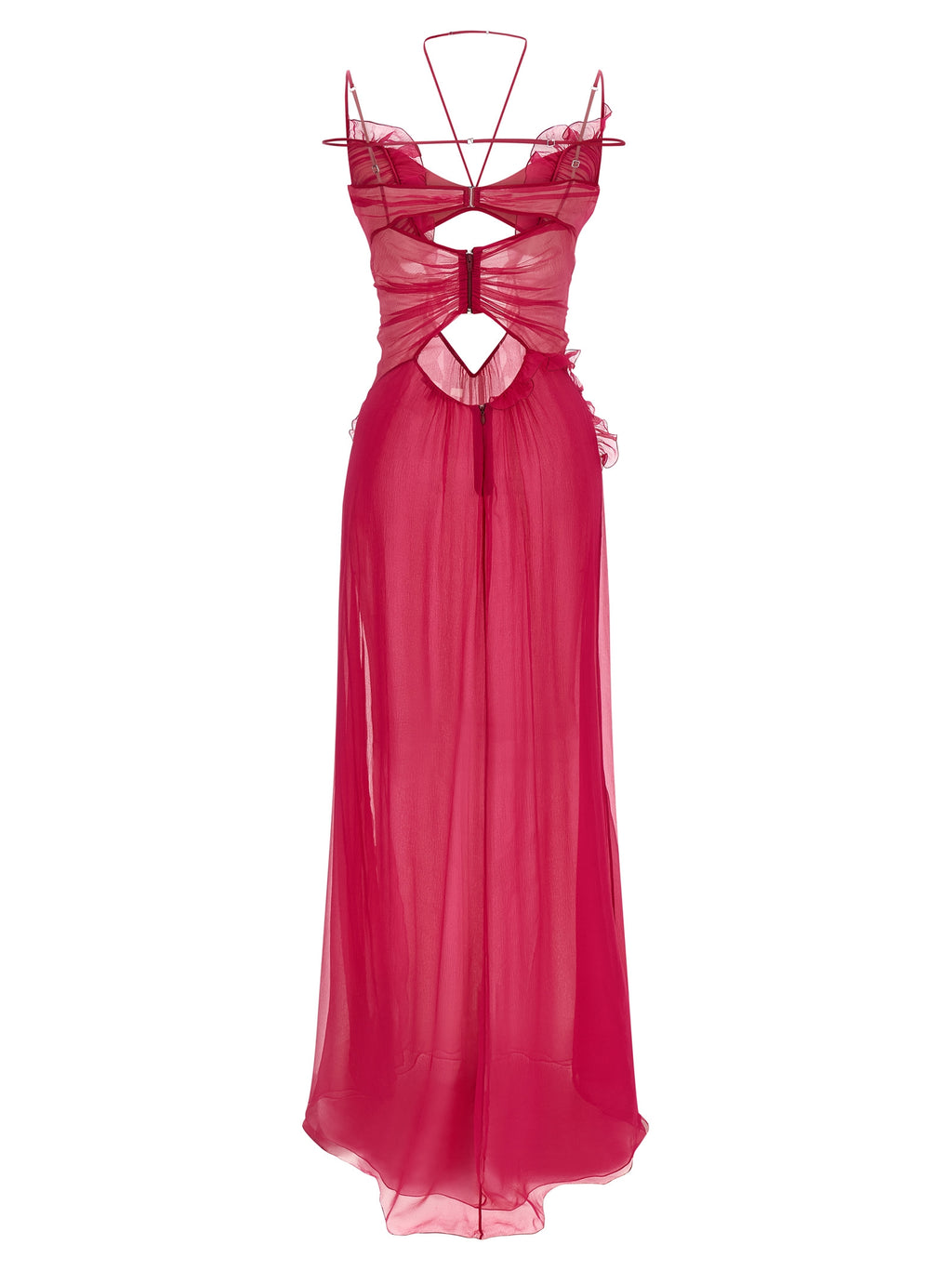 Nensi Dojaka Fuchsia Silk Long Dress