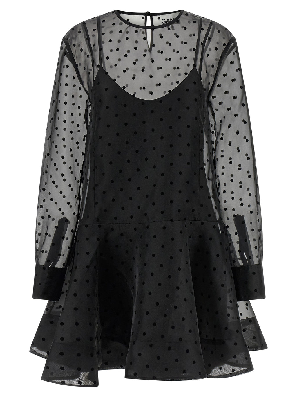 Ganni Black Recycled Polyester Short Dress