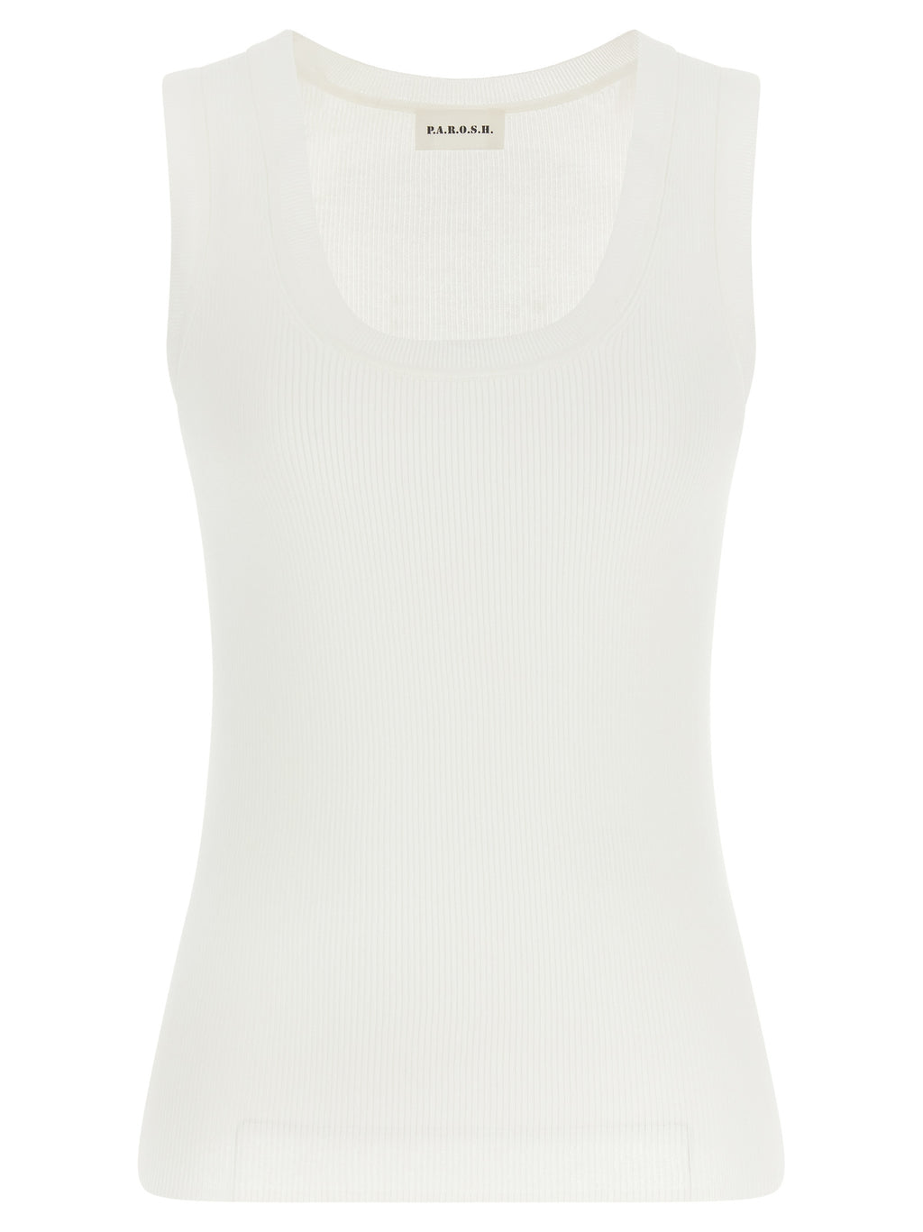 P.A.R.O.S.H. White Cotton Sleeveles T-Shirt