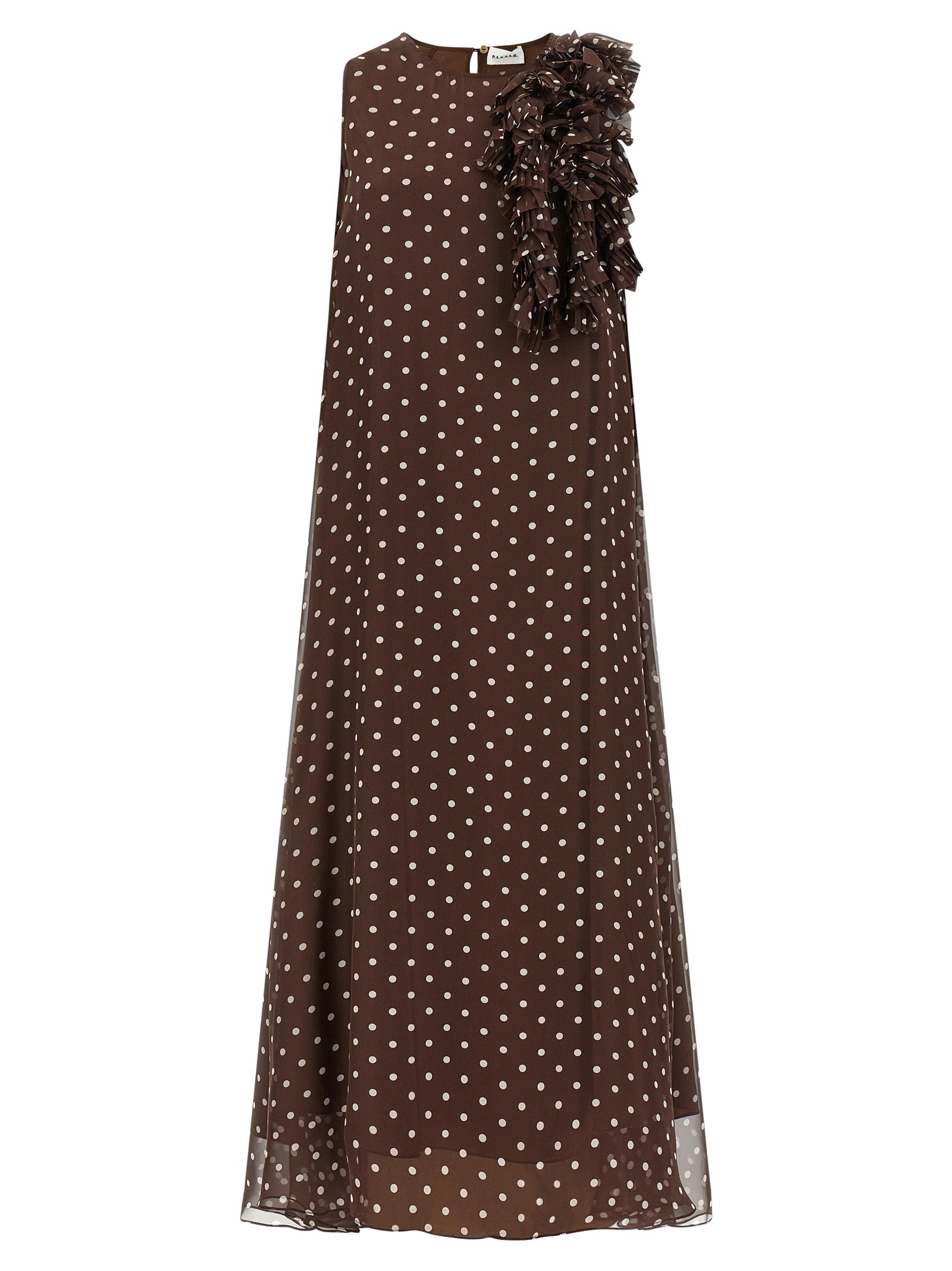 P.A.R.O.S.H. Brown Polyester Long Dress