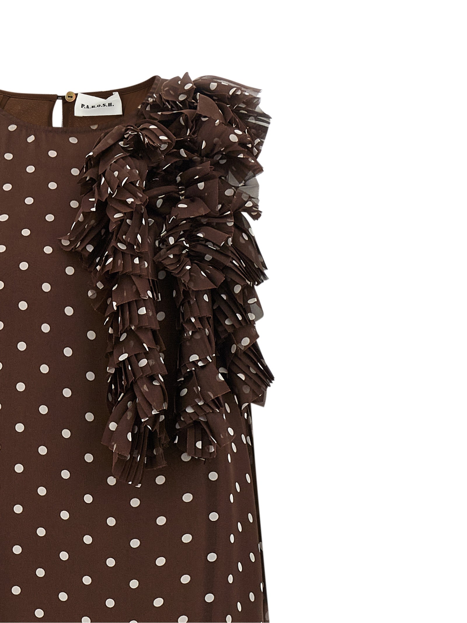 P.A.R.O.S.H. Brown Polyester Long Dress