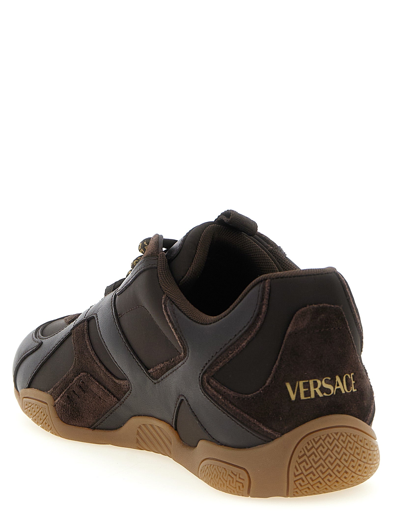 Versace Brown Calfskin Athletic Sneakers