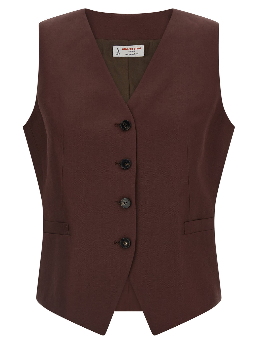 Alberto Biani Brown Viscose Sleeveless Jacket