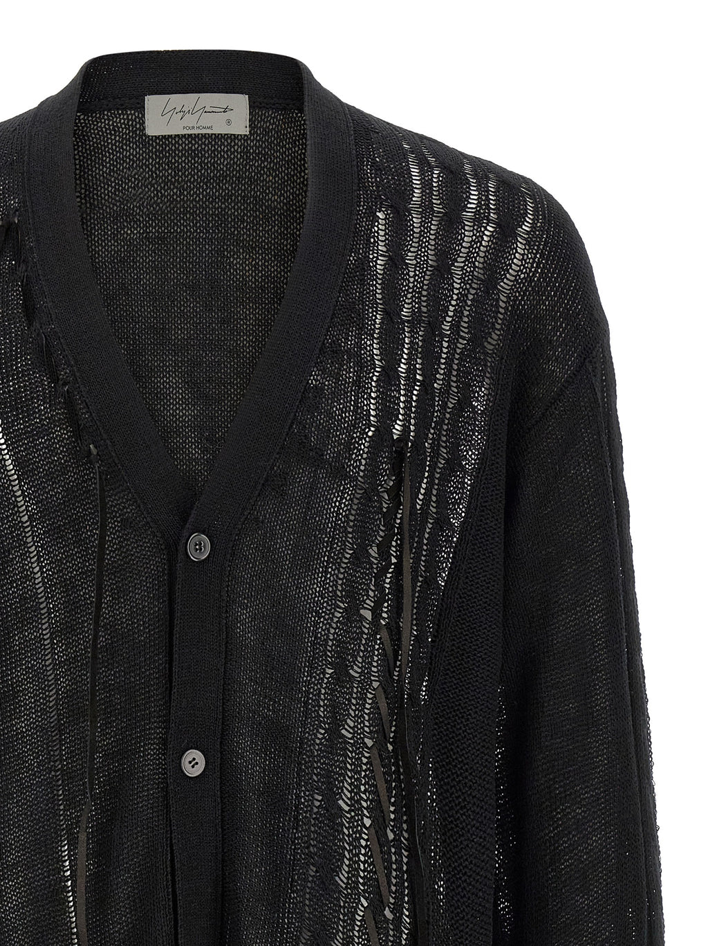 Yohji Yamamoto Black Linen Cardigan