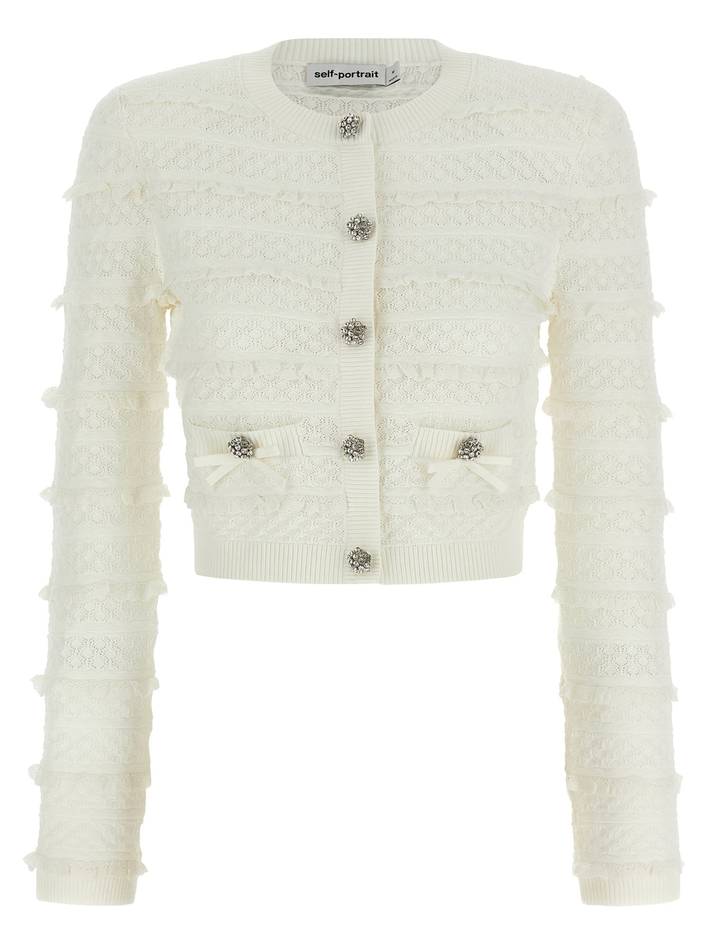 Self-Portrait White Viscose Cardigan