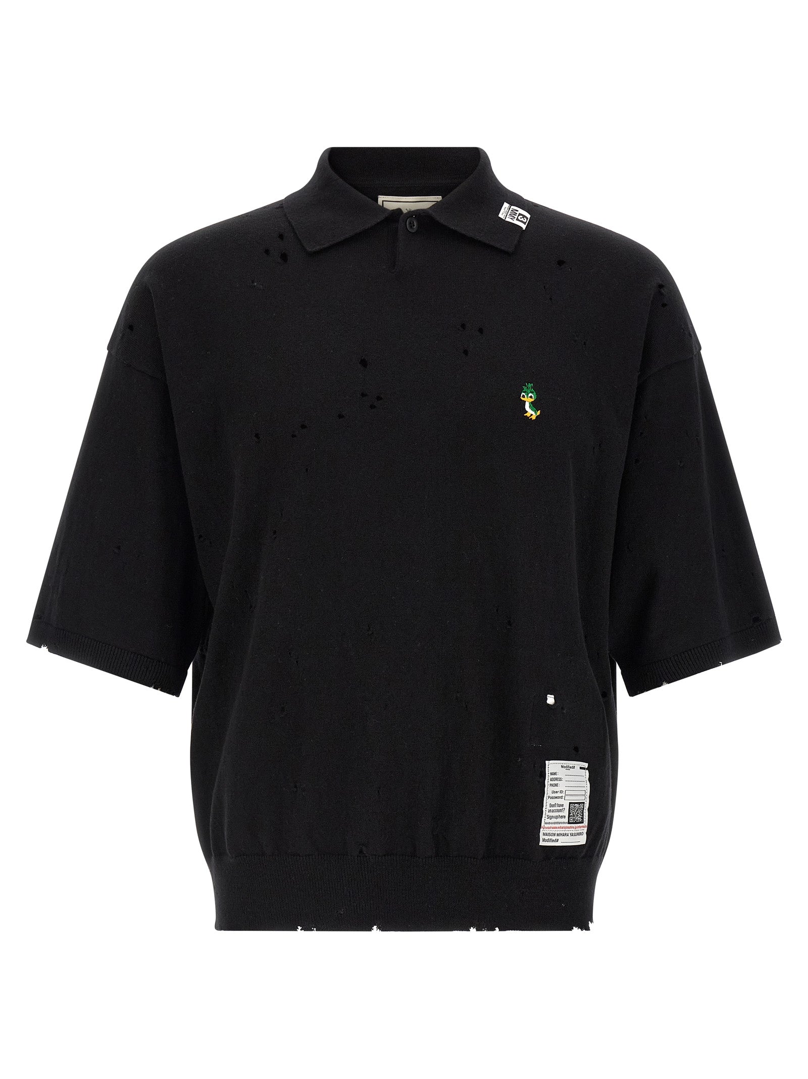 Maison Mihara Yasuhiro Black Cotton Polo Shirt