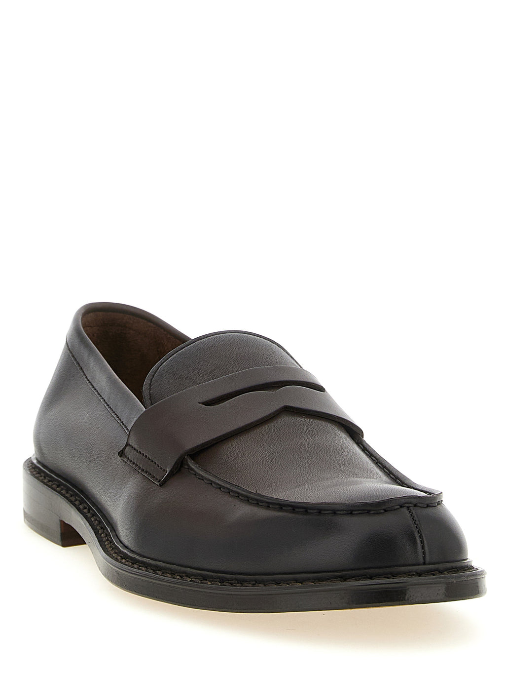 Doucal's Brown Calfskin Slip-On Loafers