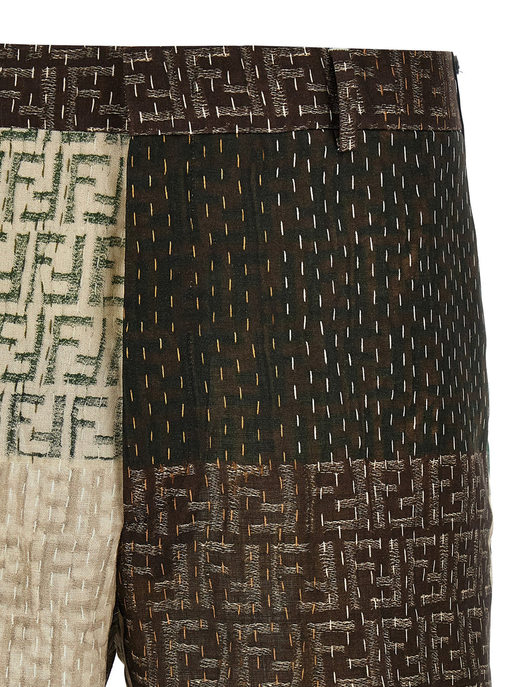 Fendi Multicolor Linen Bermuda Shorts