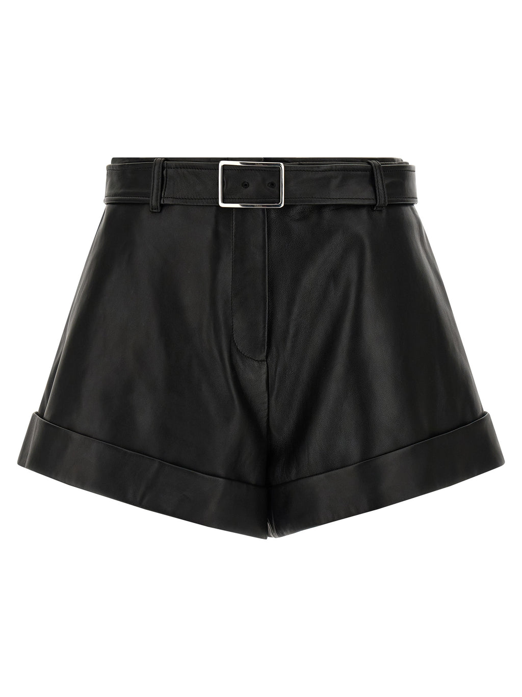 Sportmax Black Lamb Leather Bermuda Shorts