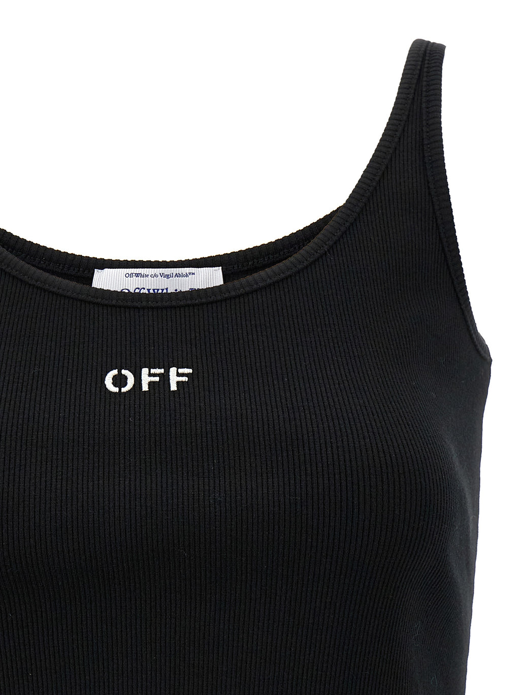 Off-White Black Cotton Sleeveles T-Shirt