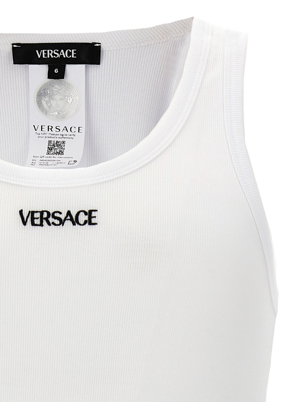 Versace White Cotton Sleeveles T-Shirt