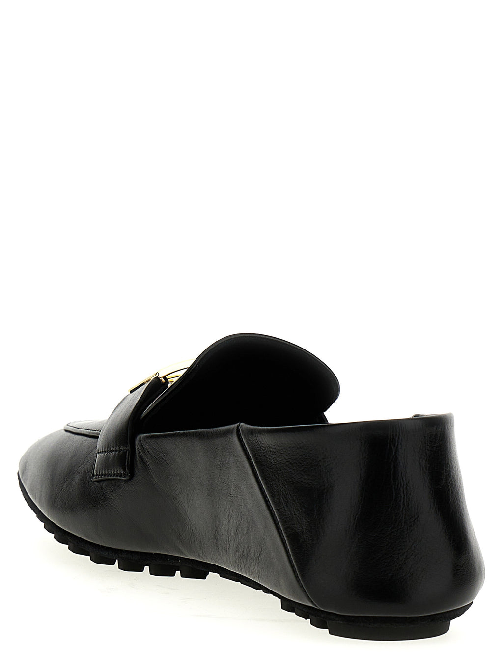 Fendi Black Lamb Leather Slip-On Loafers