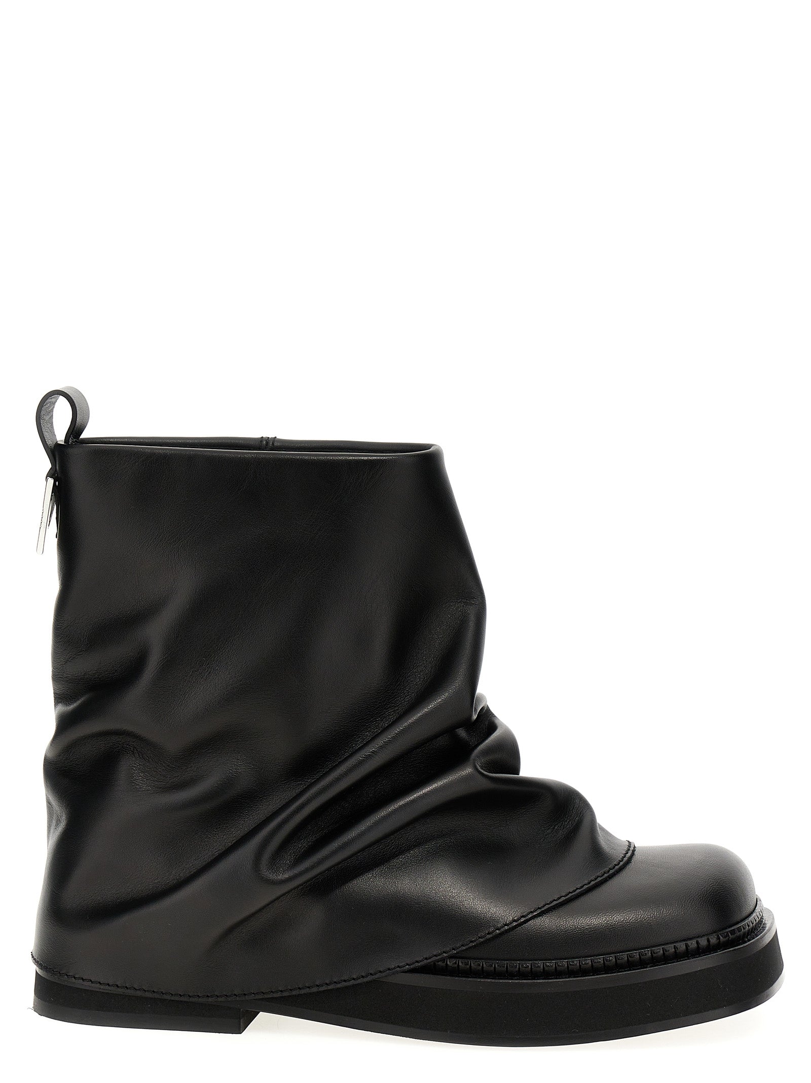 The Attico Black Calfskin Ankle Boots
