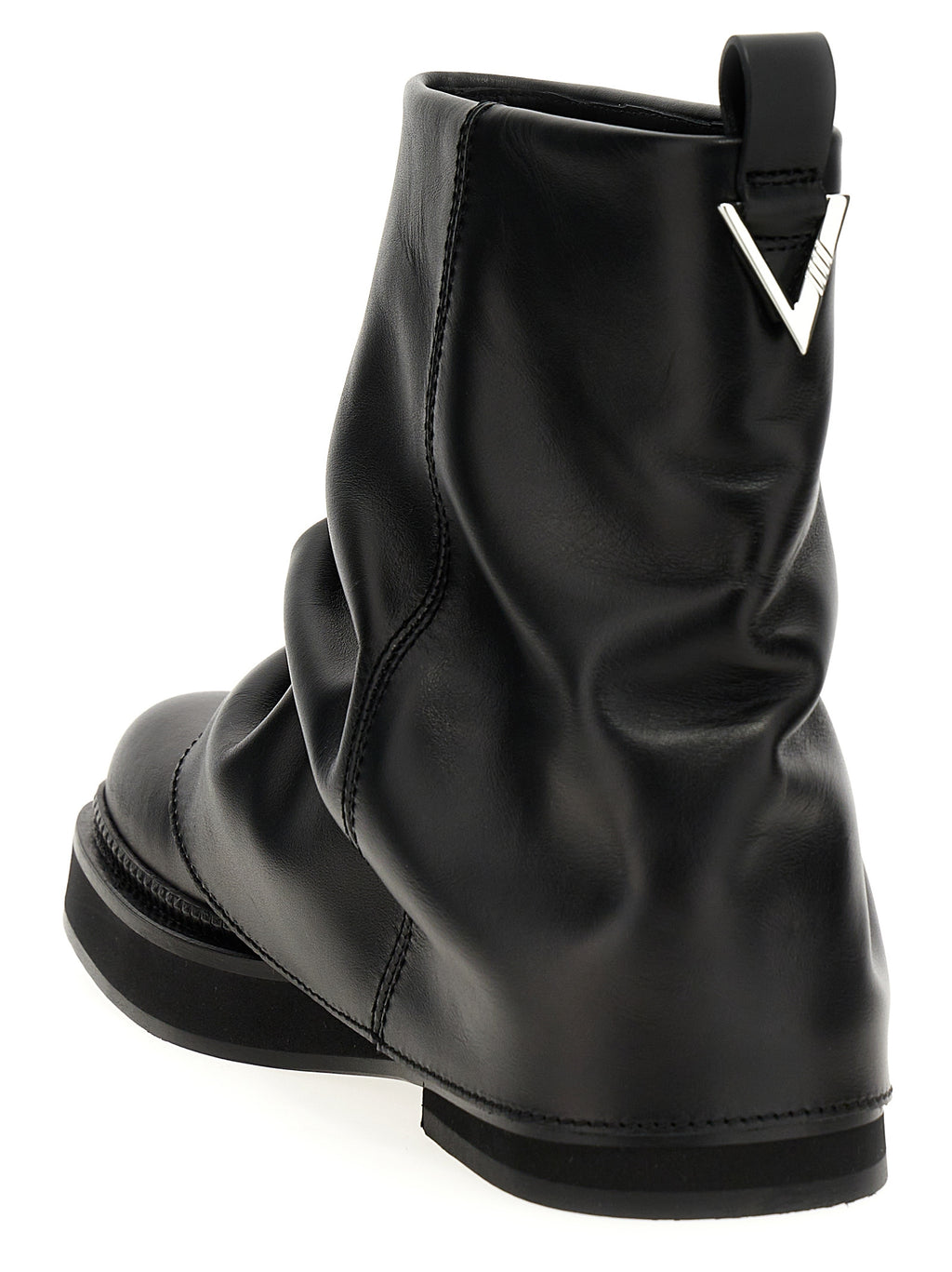 The Attico Black Calfskin Ankle Boots
