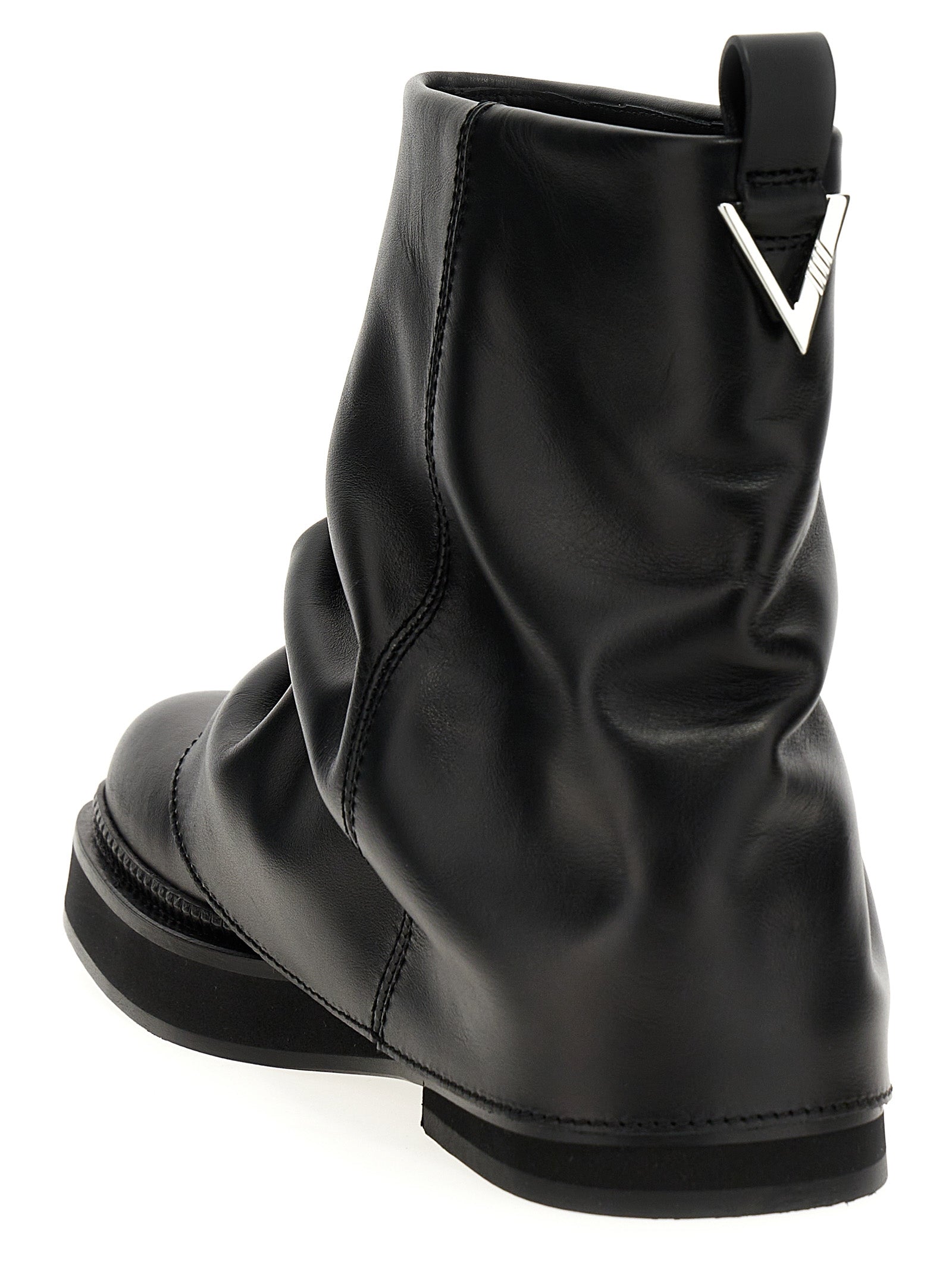 The Attico Black Calfskin Ankle Boots