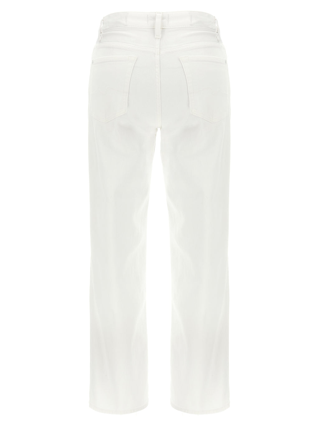 7 For All Mankind White Cotton High-Waisted Jean