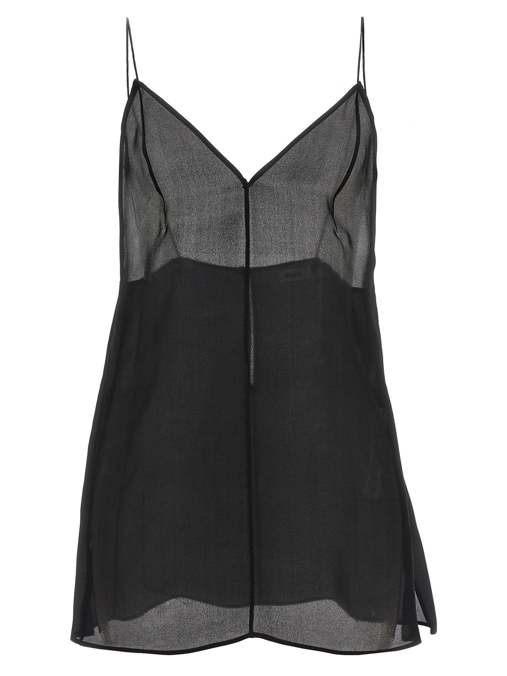 Khaite Black Silk Tank Tops