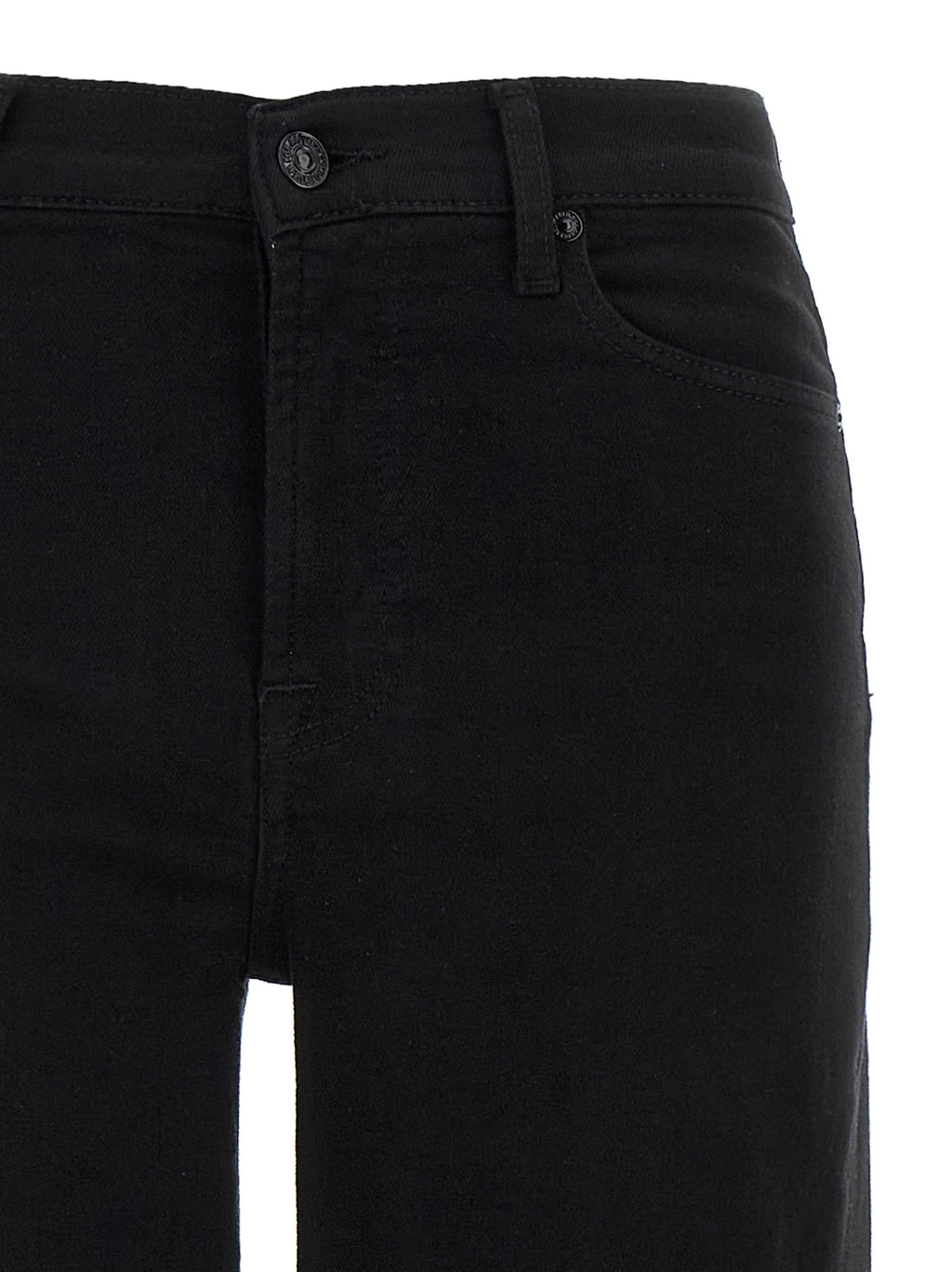 7 For All Mankind Black Cotton Flared Jeans