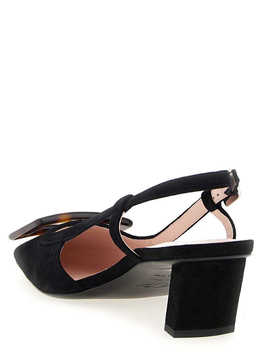 Roger Vivier Black Goatskin Mid Heel Pumps