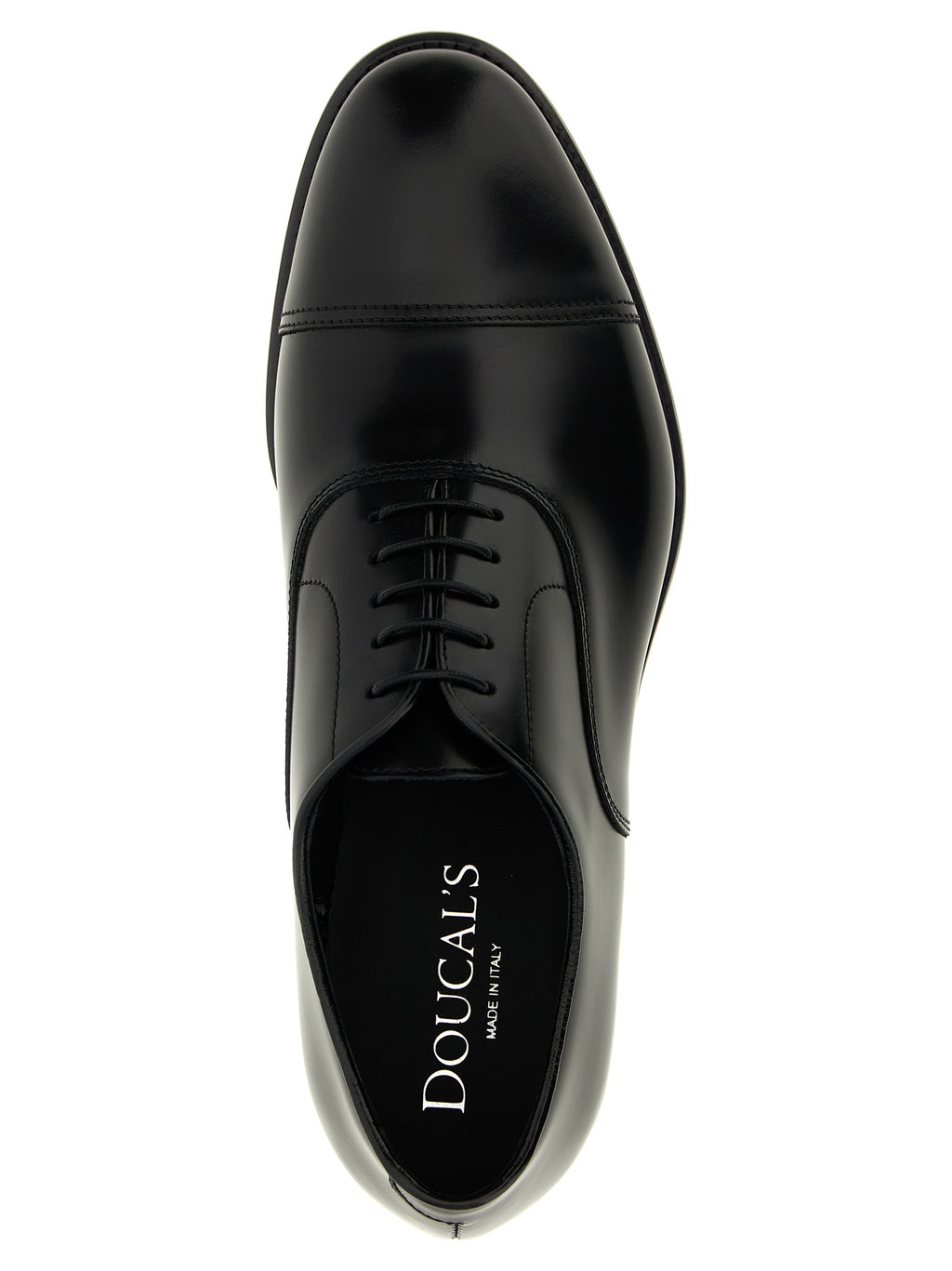 Doucal's Black Calfskin Oxfords And Derbies