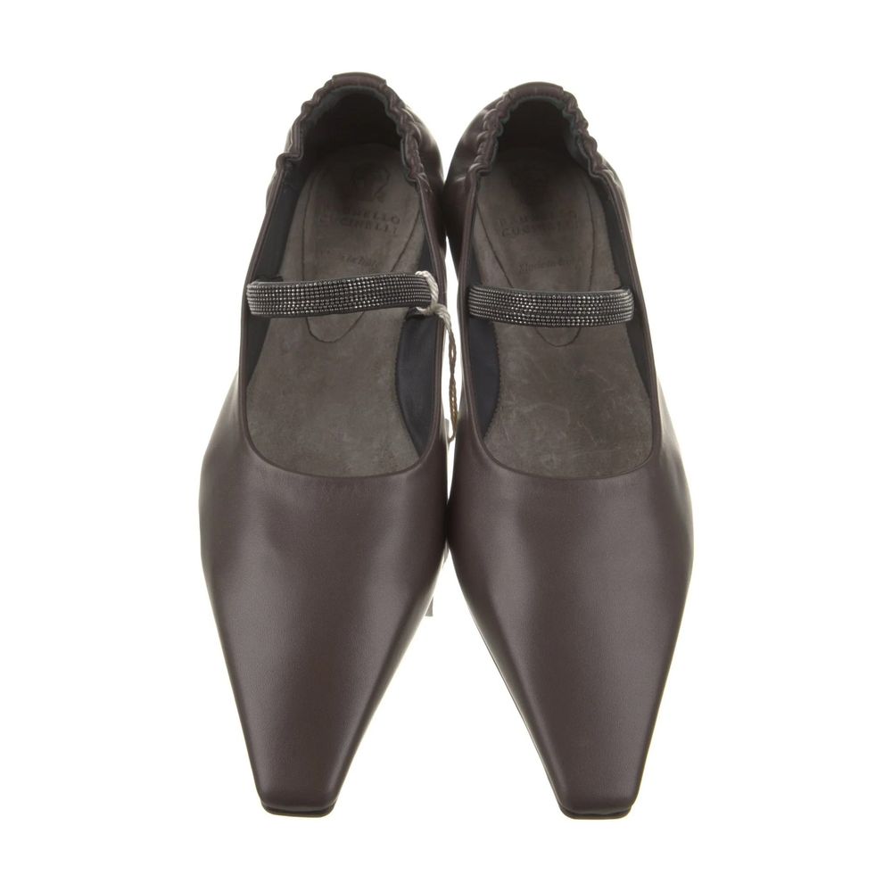 Brunello Cucinelli Brown Leather Flats