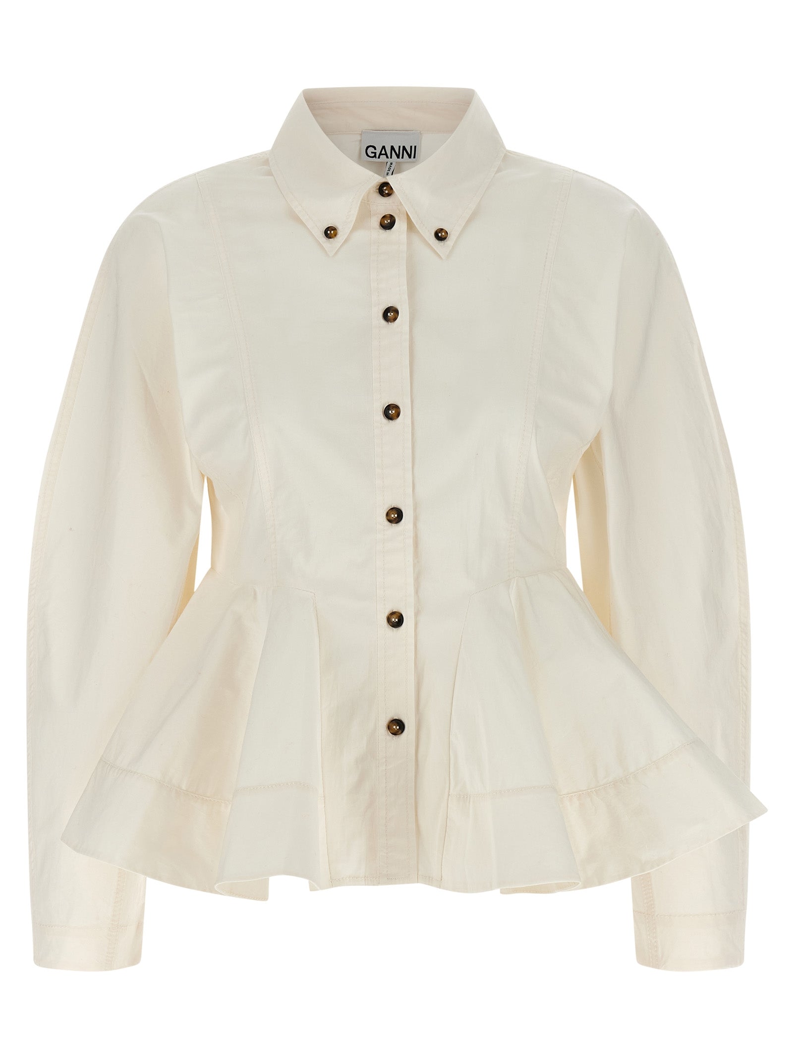 Ganni White Cotton Blouse