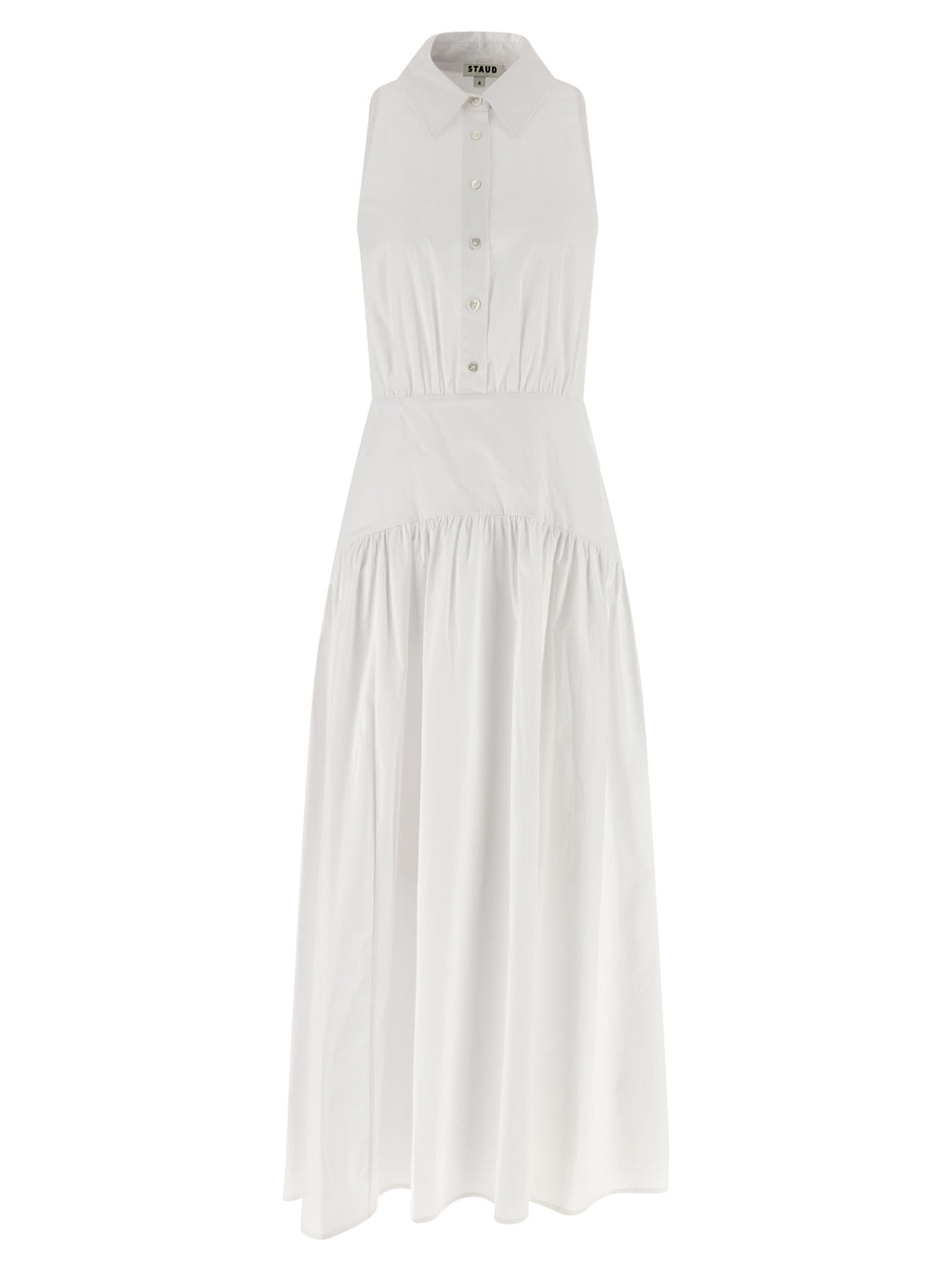 Staud White Cotton Midi Dress